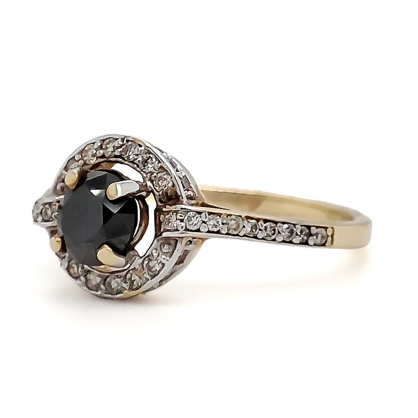 FOR US CUSTOMER NO VAT!


This exquisite diamond ring showcases a prominent 1.37 carat black diamond, creating a bold and alluring focal point. The contrast is enhanced by surrounding white diamonds totaling 0.37 carats, with VS1 to VS2 clarity for