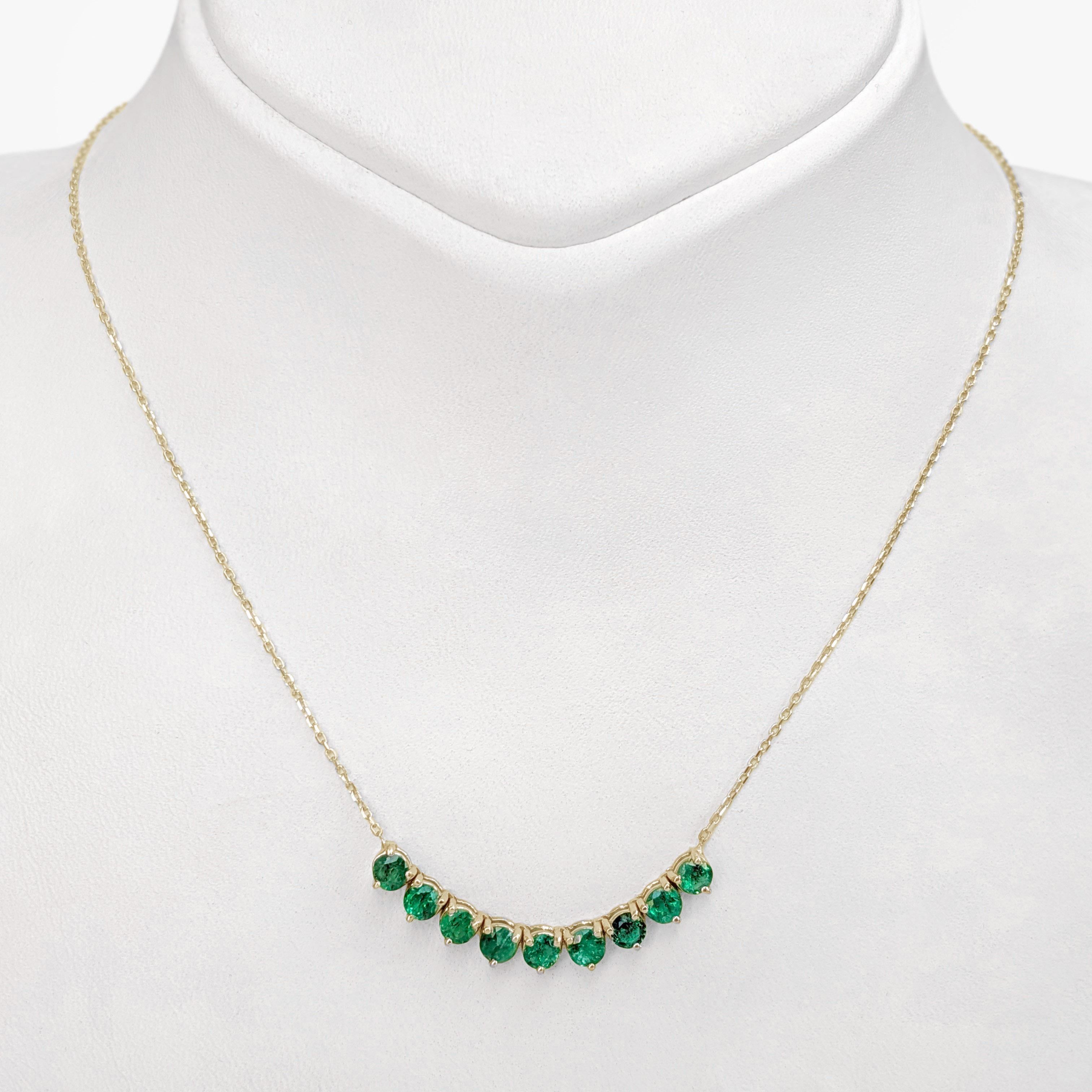 NO RESERVE! 1.47 Carat Natural Emerald Riviera - 14 kt. Gold - Necklace 1