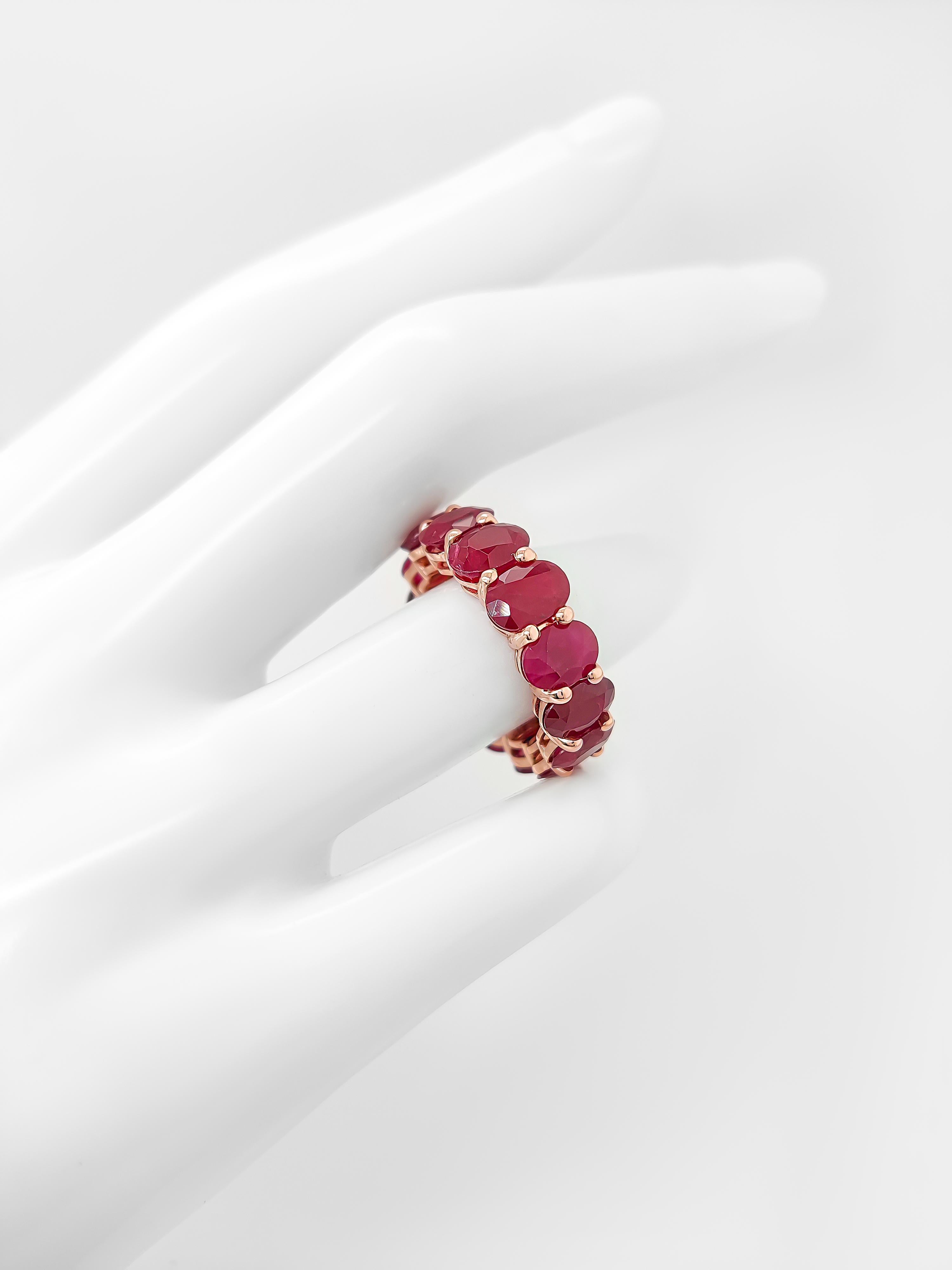 Anillo Eternidad Rubí Natural 14,83 Quilates Oro Rosa 14k en Nuevo estado para la venta en Ramat Gan, IL