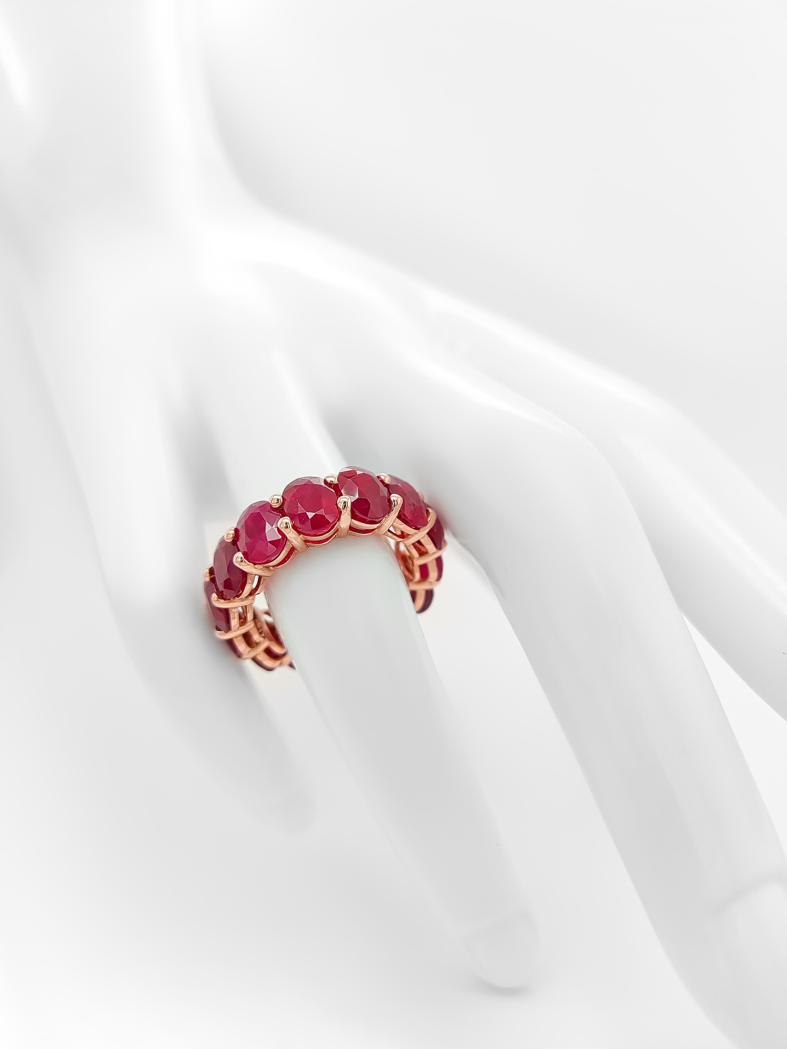 De las mujeres Anillo Eternidad Rubí Natural 14,83 Quilates Oro Rosa 14k en venta