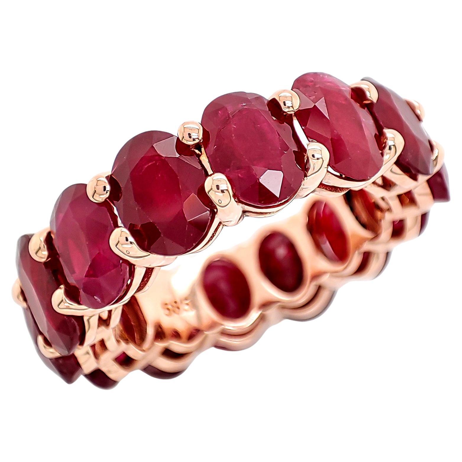 Anillo Eternidad Rubí Natural 14,83 Quilates Oro Rosa 14k