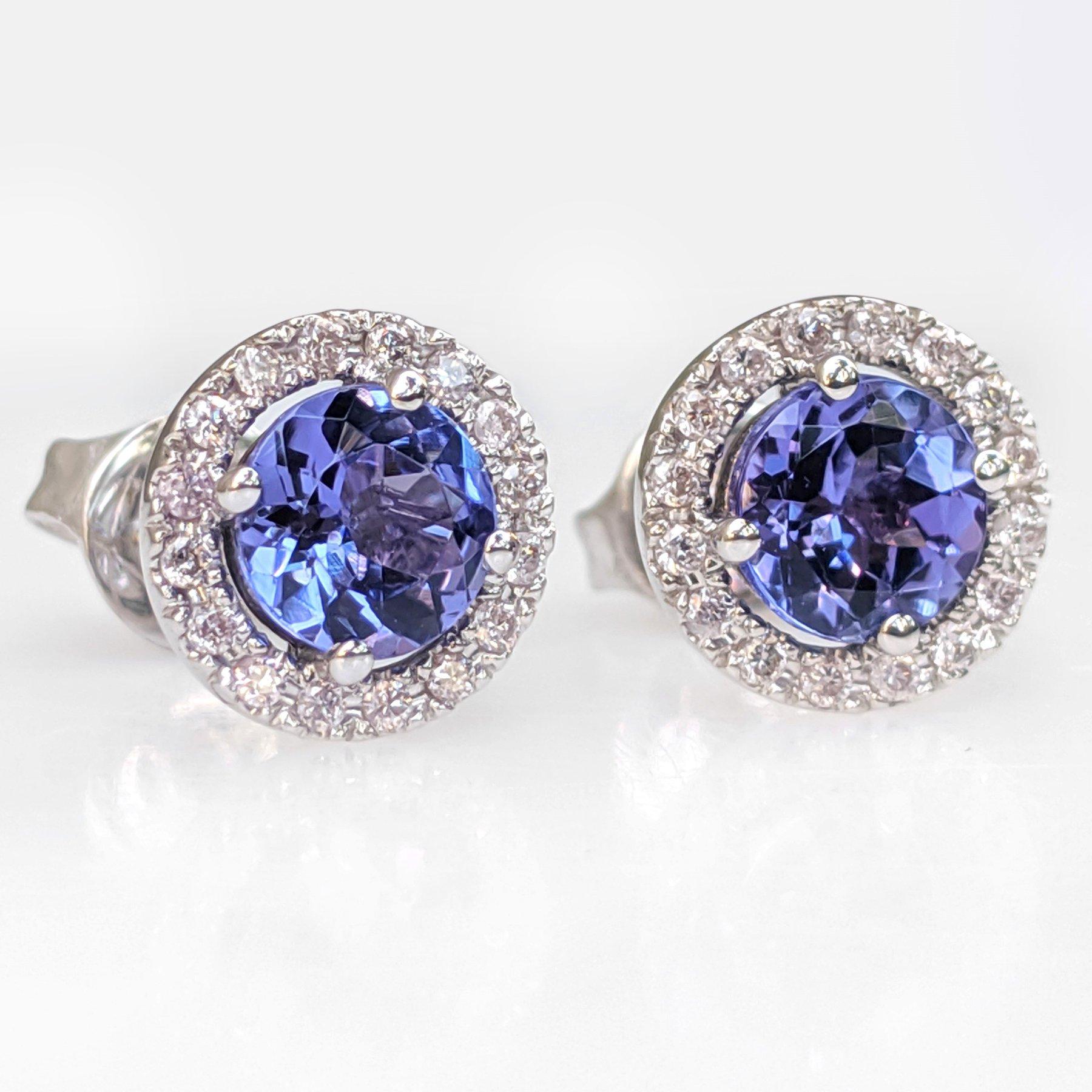 Women's NO RESERVE! 1.48Ct Tanzanite & 0.25Ct Pink Diamonds 14 kt. White gold Earrings For Sale