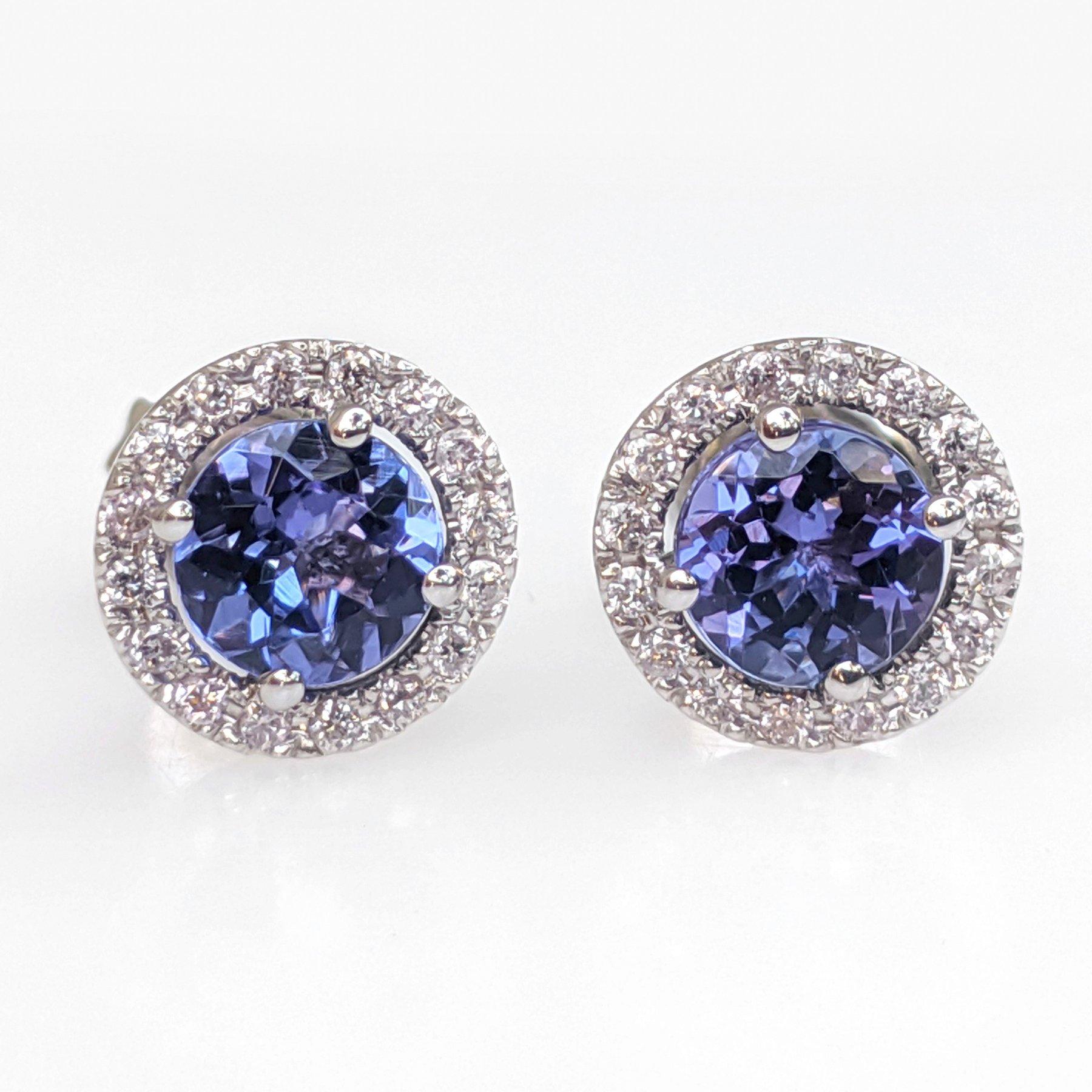 NO RESERVE! 1.48Ct Tanzanite & 0.25Ct Pink Diamonds 14 kt. White gold Earrings For Sale 1