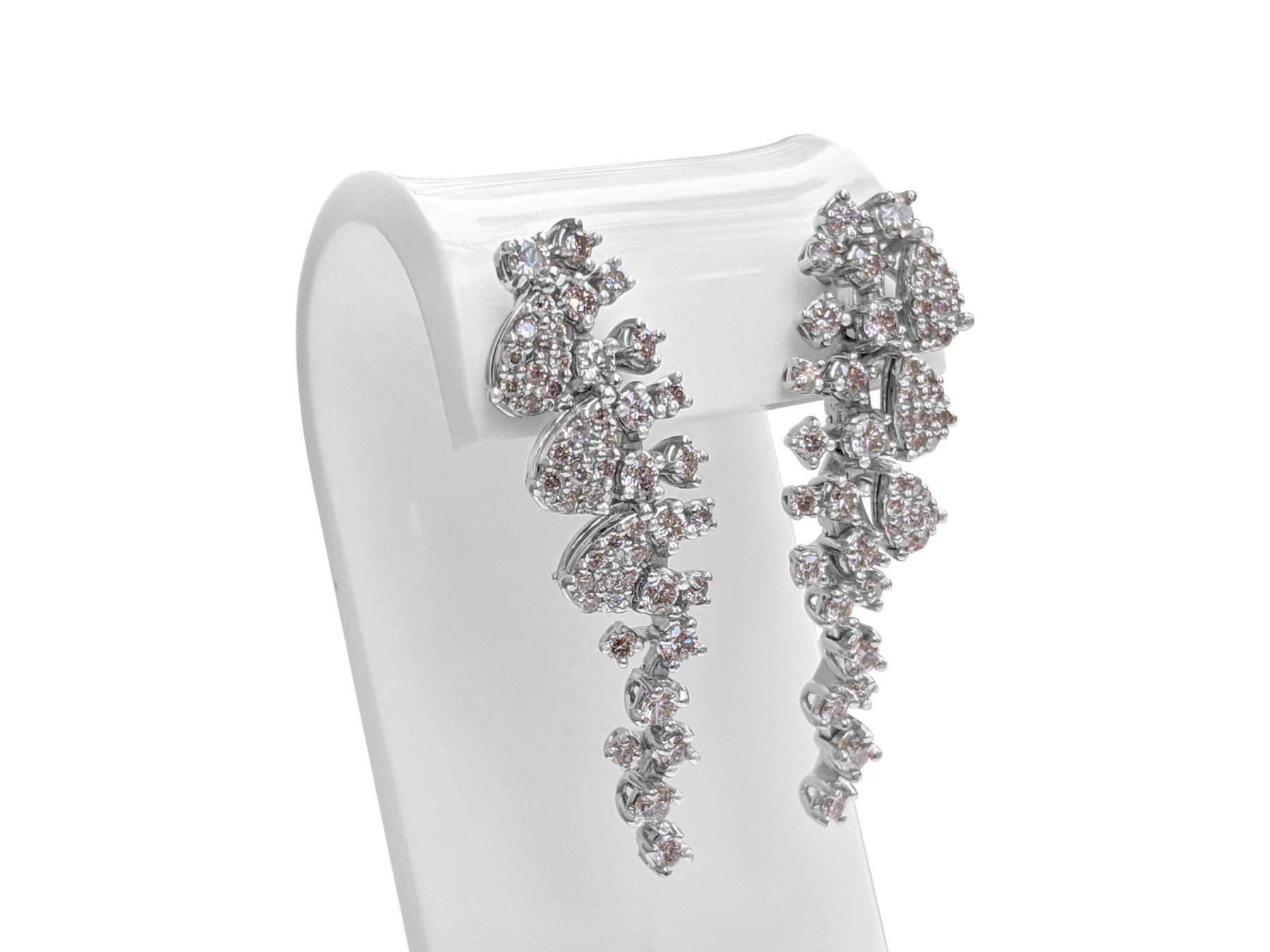 Art Deco NO RESERVE! 1.50 Cttw Fancy Light Pink Diamonds - 14 kt. White gold - Earrings For Sale