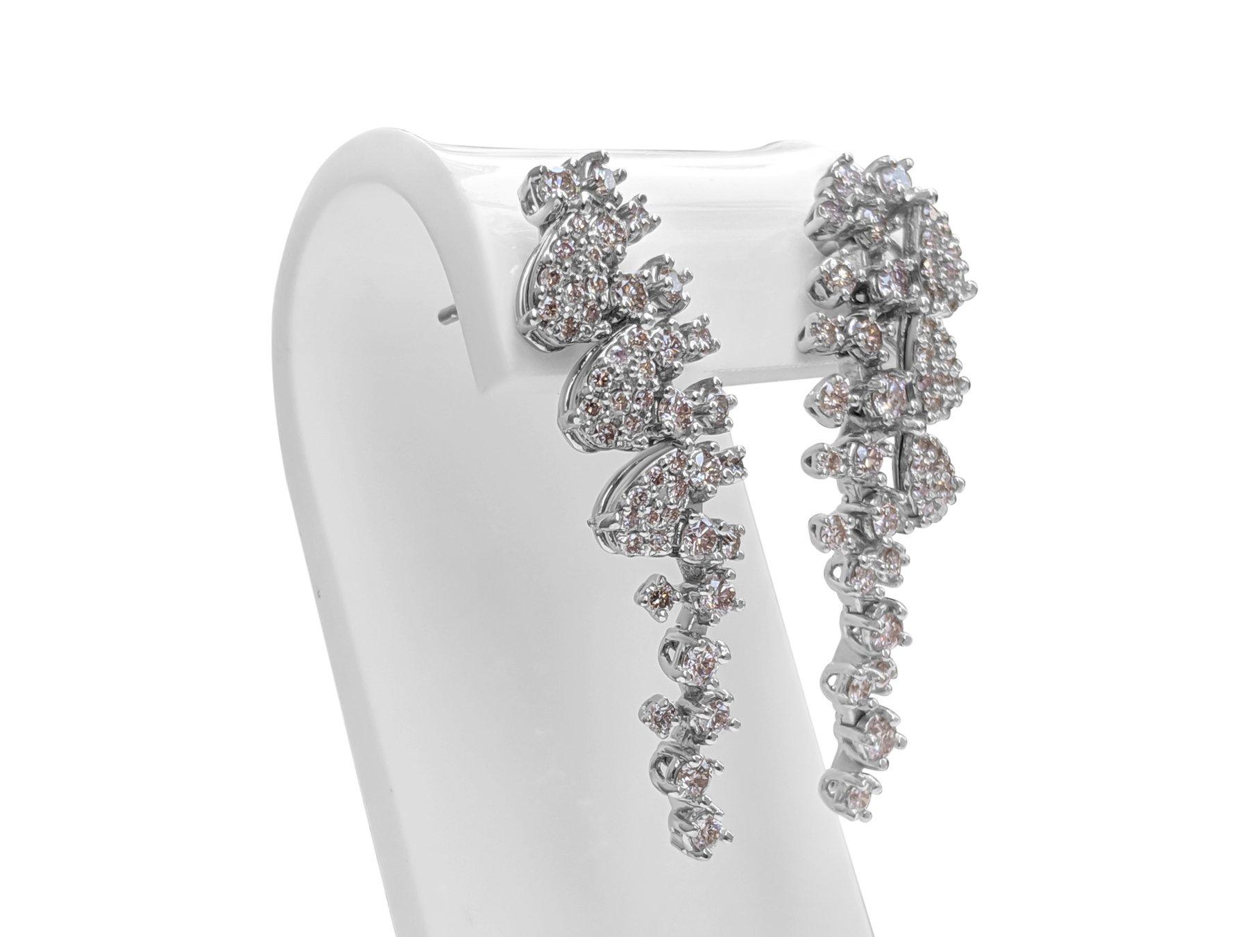 Women's NO RESERVE! 1.50 Cttw Fancy Light Pink Diamonds - 14 kt. White gold - Earrings For Sale