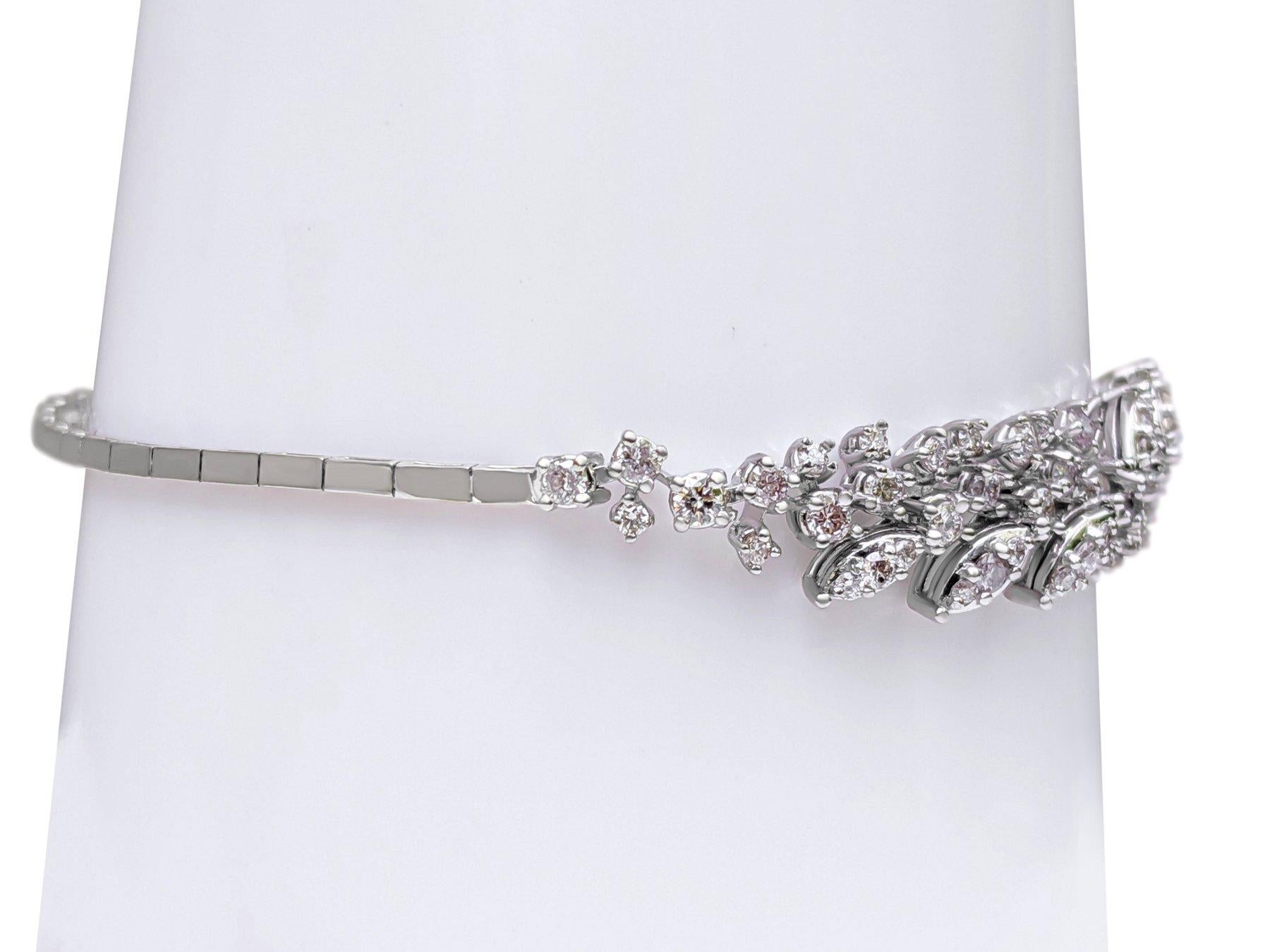 NESSUNA RISERVA! Bracciale Tennis in oro bianco 14K con diamanti rosa chiaro da 1,50 carati in vendita 1