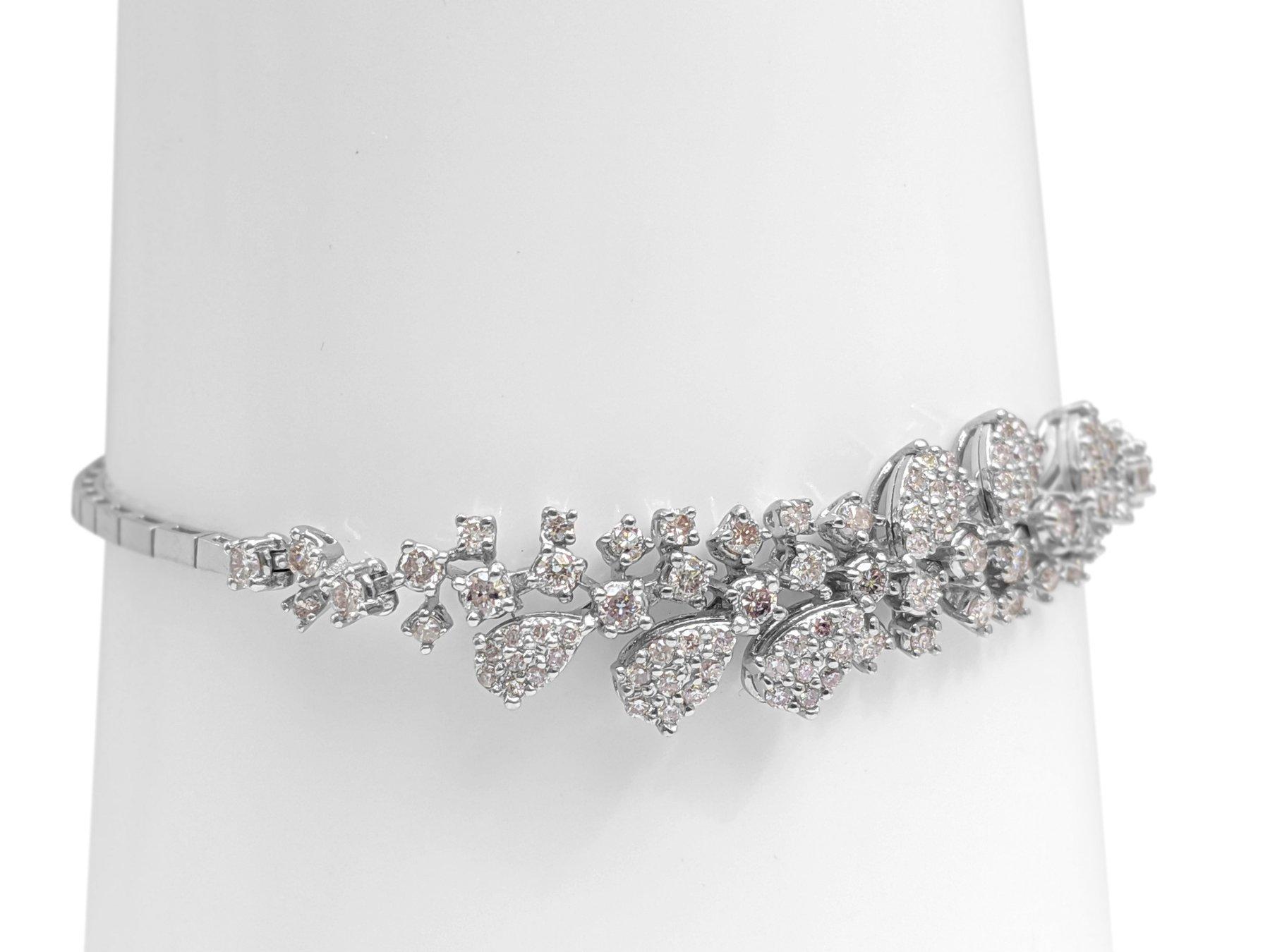 Art Deco NO RESERVE!  -  1.51Ct Fancy Light Pink Diamond Tennis 14K White Gold Bracelet For Sale