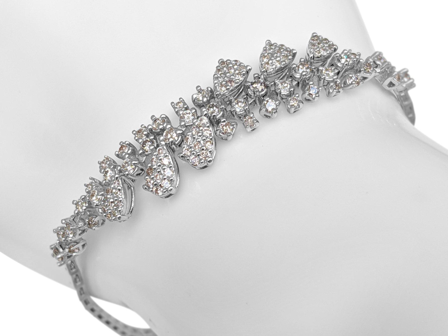 Round Cut NO RESERVE!  -  1.51Ct Fancy Light Pink Diamond Tennis 14K White Gold Bracelet For Sale