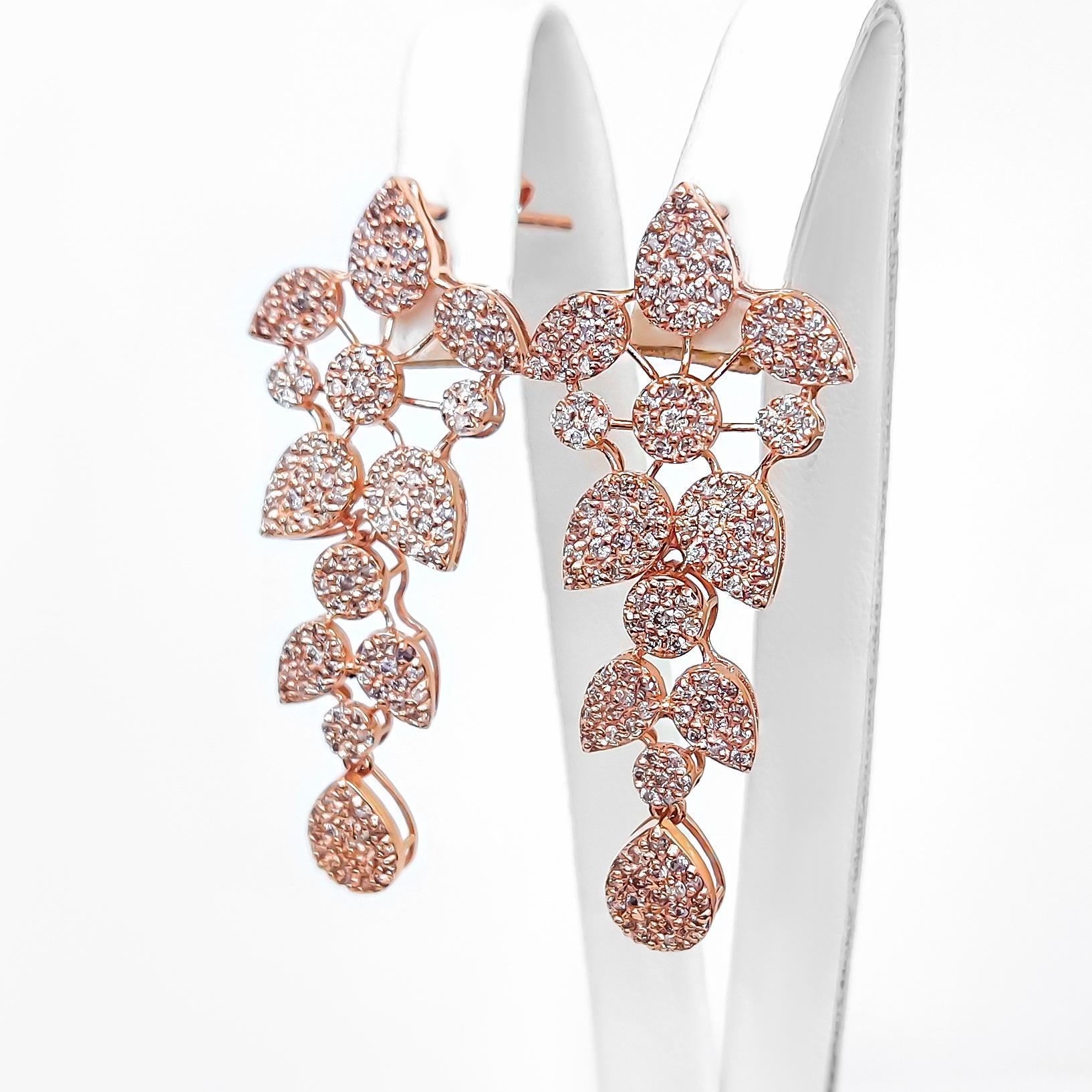 IGI-zertifiziert - 1,58 Karat runde Fancy Pink Diamond Ohrringe 14k Rose Gold (Art déco) im Angebot