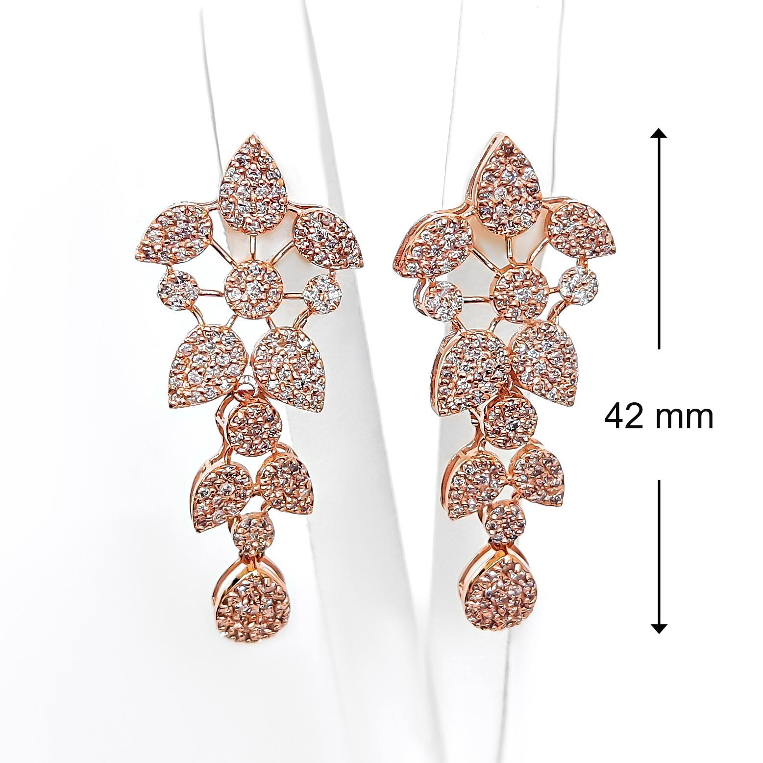 IGI-zertifiziert - 1,58 Karat runde Fancy Pink Diamond Ohrringe 14k Rose Gold (Rundschliff) im Angebot