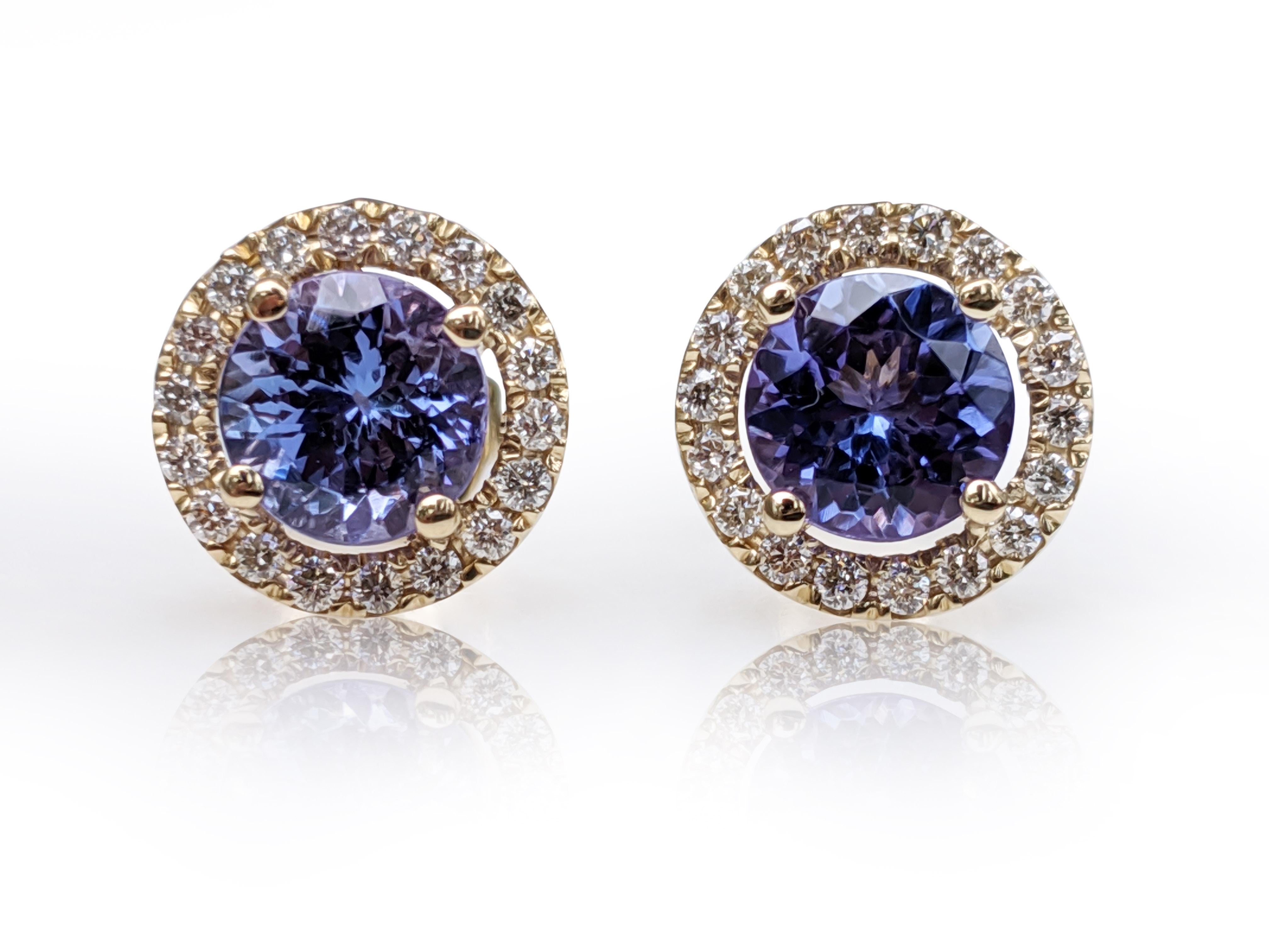 $1 NO RESERVE!  1.70cttw Tanzanite & 0.25Ct Diamonds - 14k Yellow Gold Earrings For Sale 4