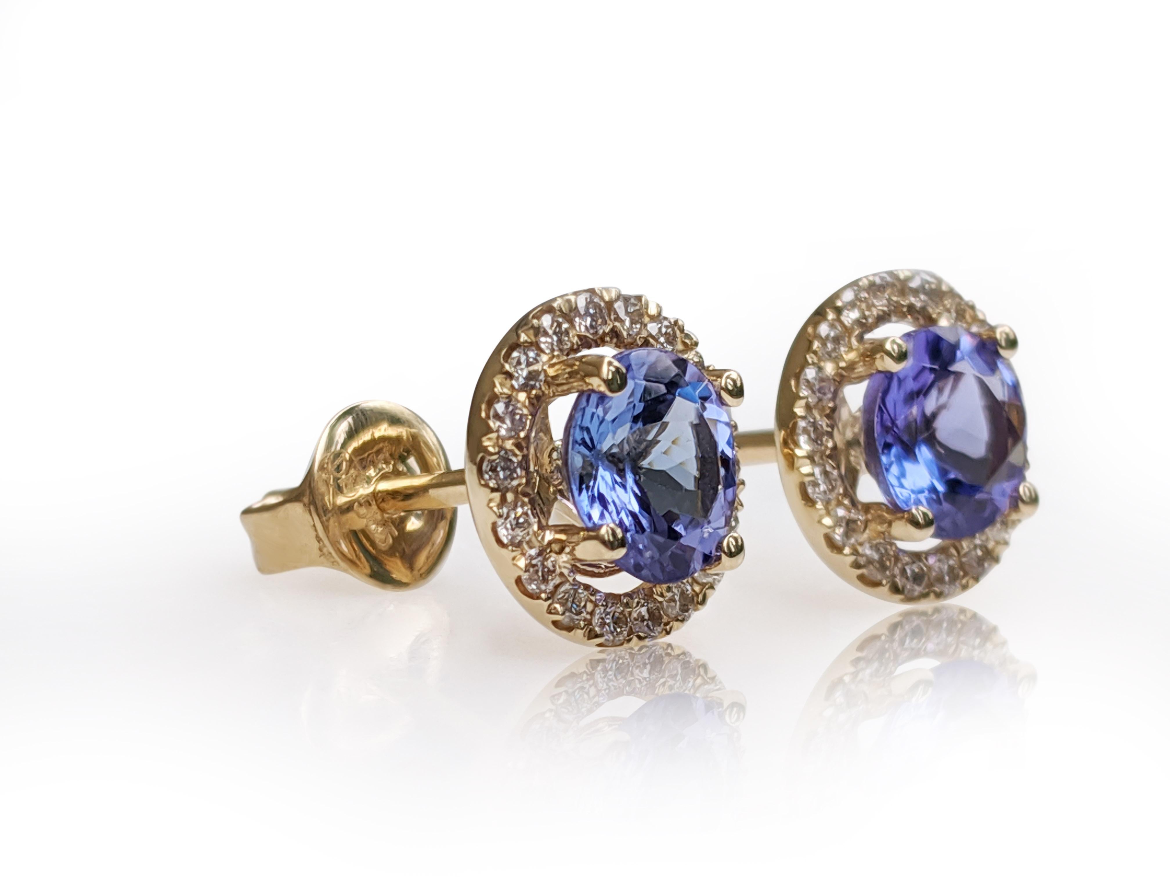 $1 NO RESERVE!  1.70cttw Tanzanite & 0.25Ct Diamonds - 14k Yellow Gold Earrings For Sale 5