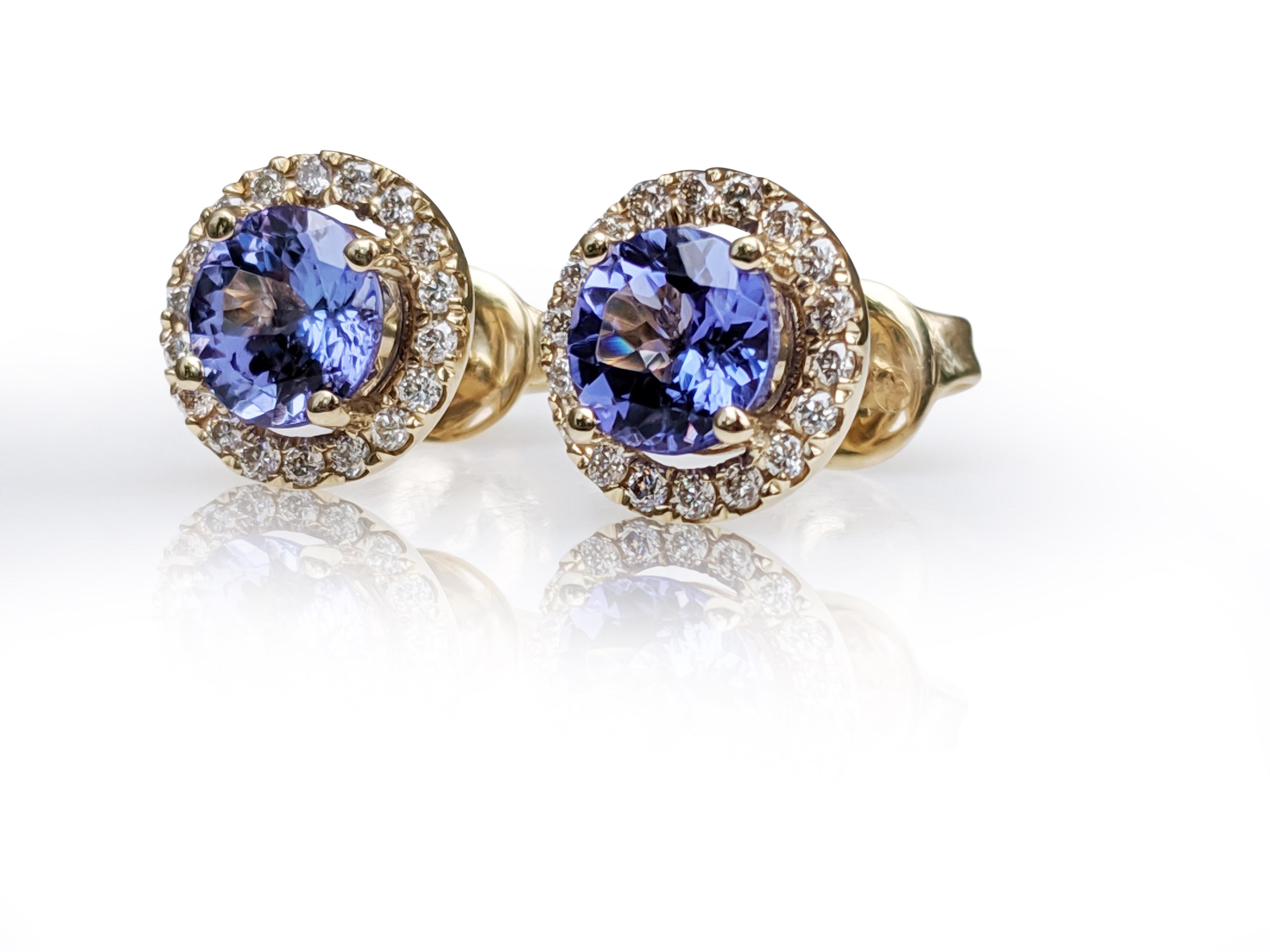 $1 NO RESERVE!  1.70cttw Tanzanite & 0.25Ct Diamonds - 14k Yellow Gold Earrings For Sale 6