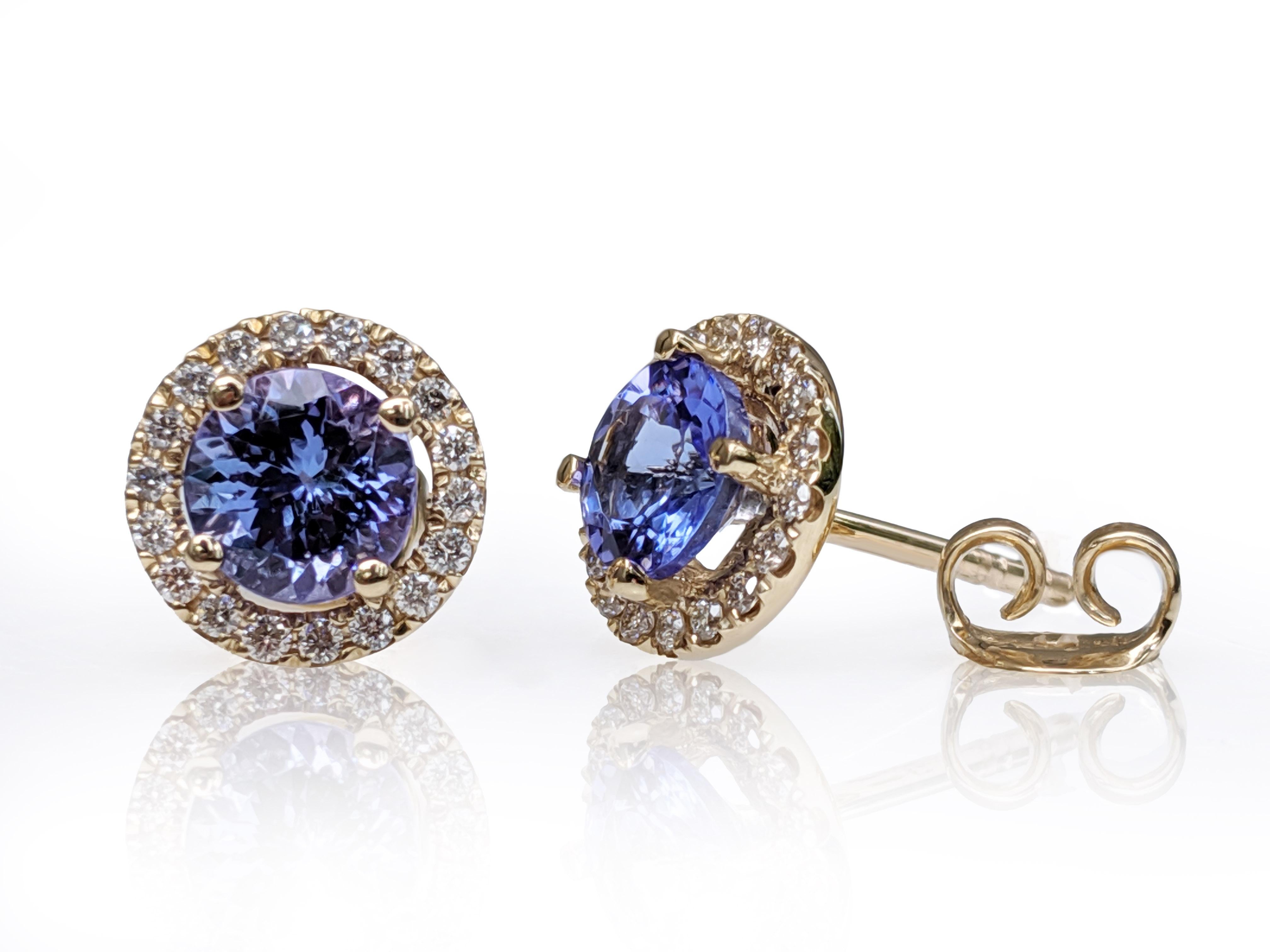 $1 NO RESERVE!  1.70cttw Tanzanite & 0.25Ct Diamonds - 14k Yellow Gold Earrings For Sale 8