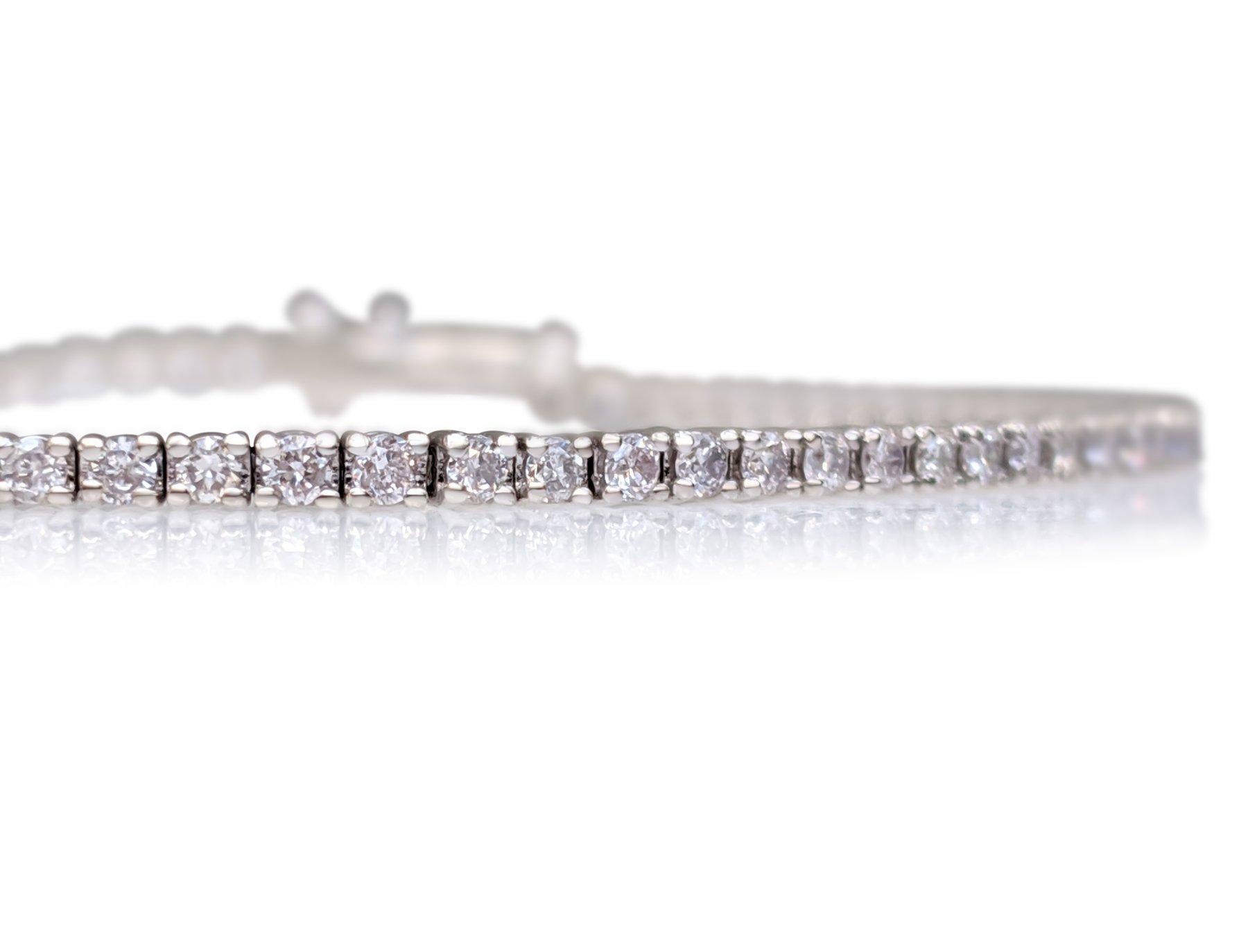 Round Cut NO RESERVE! 1.78 Ct Fancy Light Pink Diamond Tennis 14K White gold Bracelet For Sale