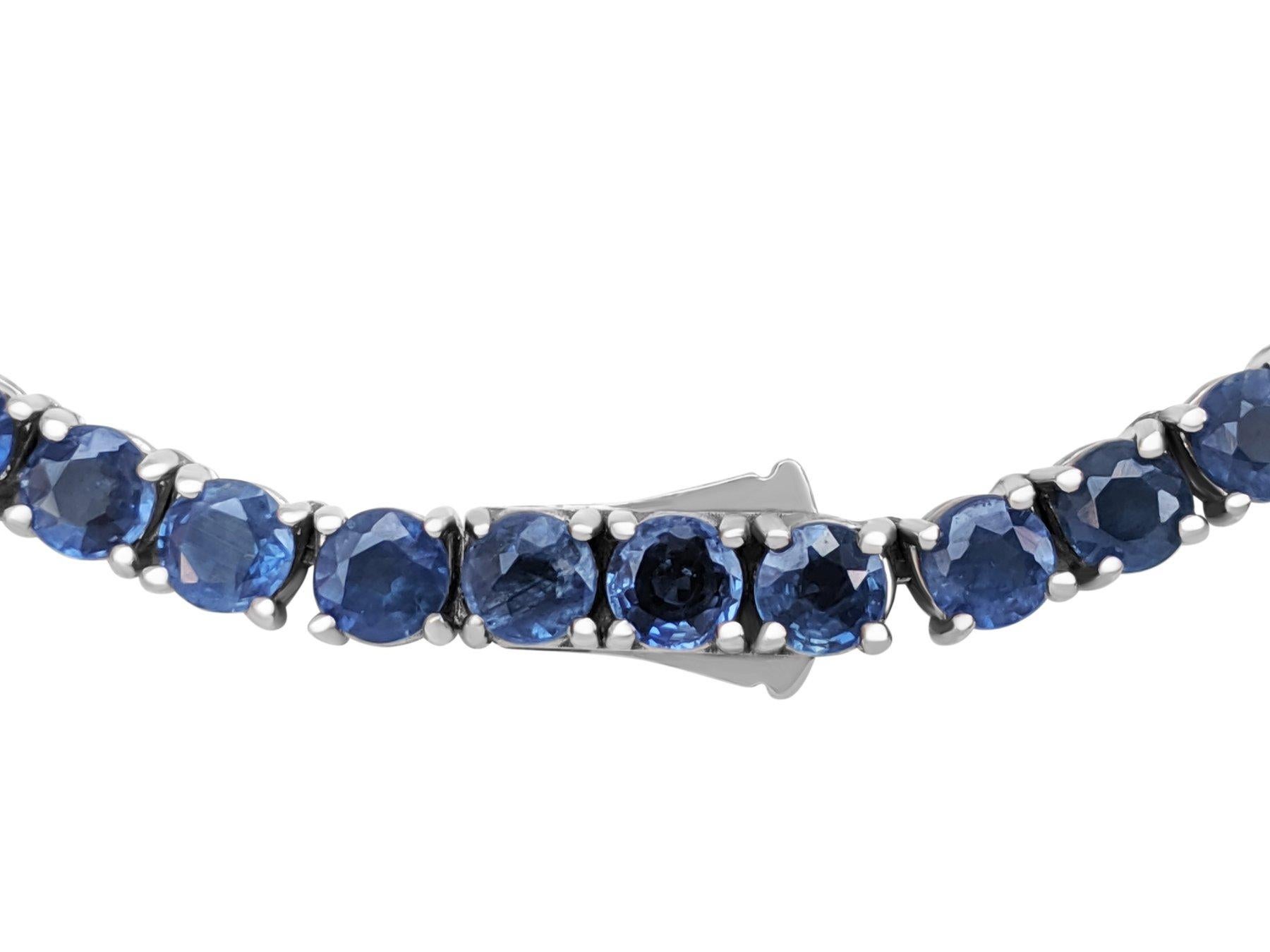 Women's NO RESERVE! 17.92 Carat Sapphire Riviera 14kt White gold - Necklace For Sale