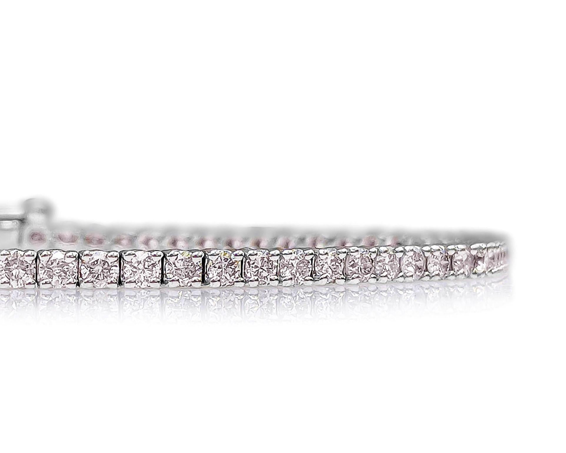 Art Deco NO RESERVE! 1.85Ct Pink Diamond Tennis Riviera - 14 kt. White gold - Bracelet