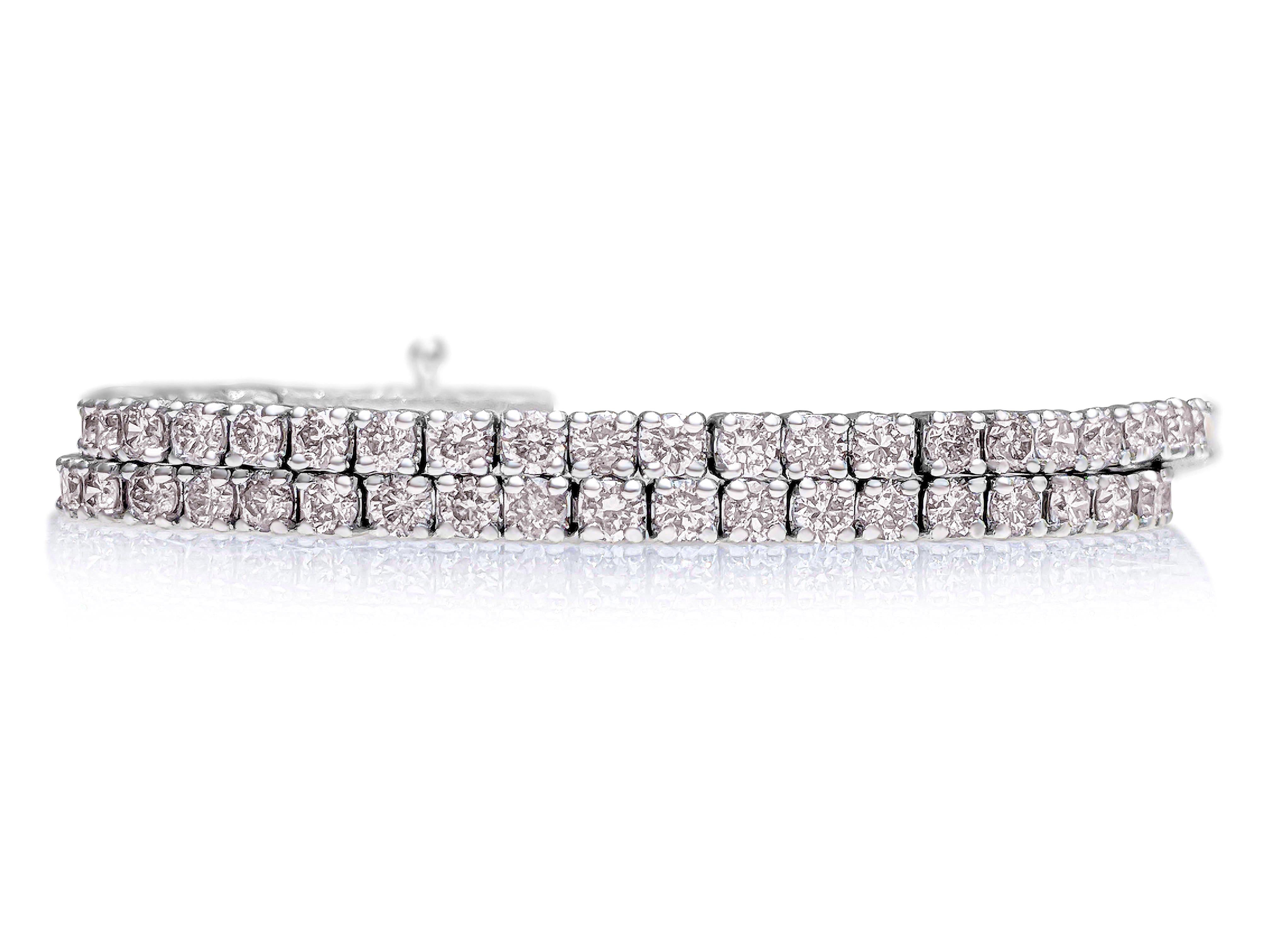 NO RESERVE! 1.85Ct Pink Diamond Tennis Riviera - 14 kt. White gold - Bracelet In New Condition In Ramat Gan, IL