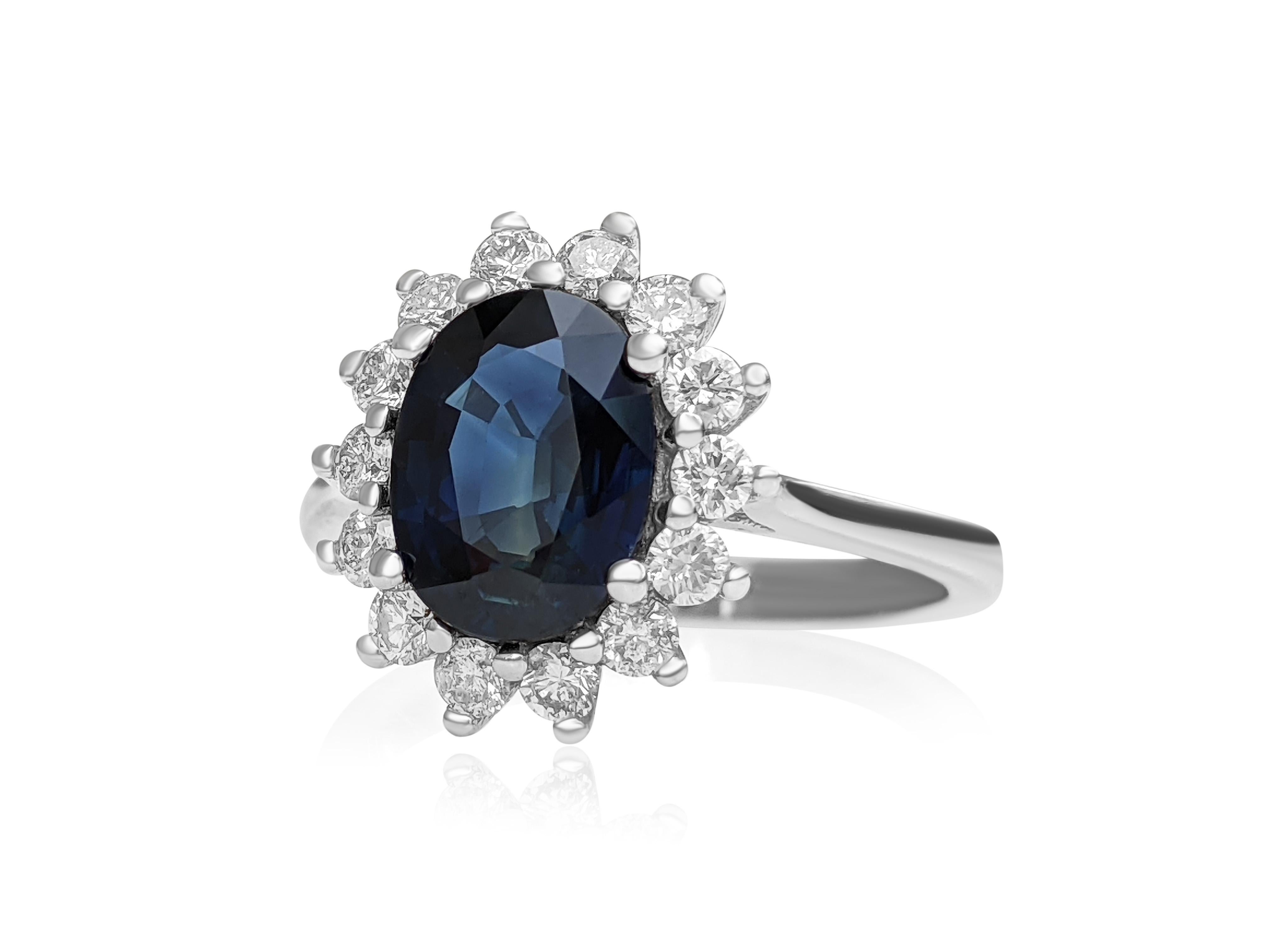 Women's $1 No Reserve! - 1.99 Carat Sapphire and 0.50ct Diamonds, 14kt White Gold Ring