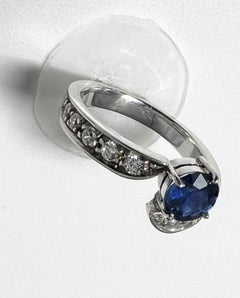 Bague saphir bleu et blanc 1 carat