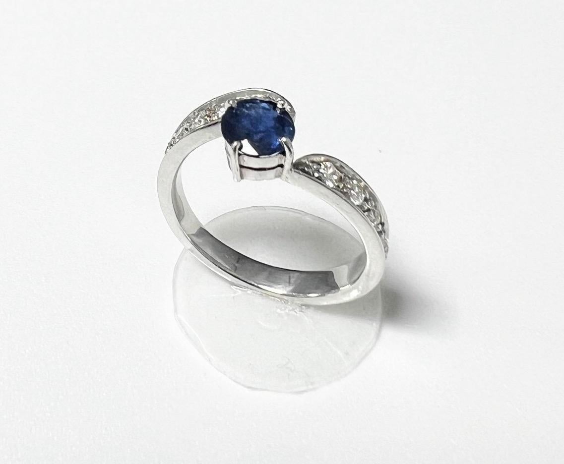 Artisan 1ct BLUE AND WHITE SAPPHIRE Ring For Sale