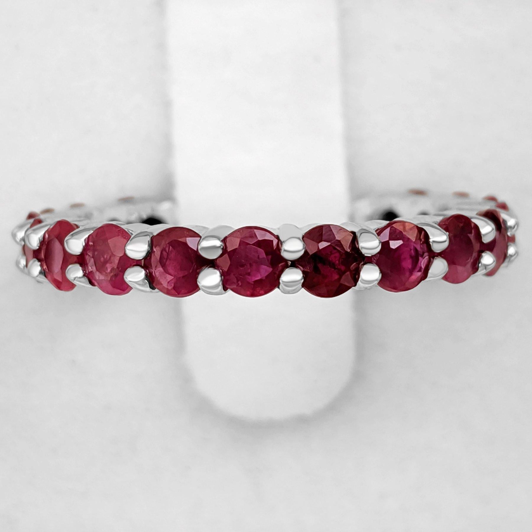 Art Deco NO RESERVE! 2.00 Carat Ruby 3/4 Eternity Band 14kt White gold - Ring For Sale