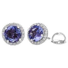 No Reserve, 2.05 Carat Tanzanite 
0.25 Ct Diamonds, 14k White Gold Earrings