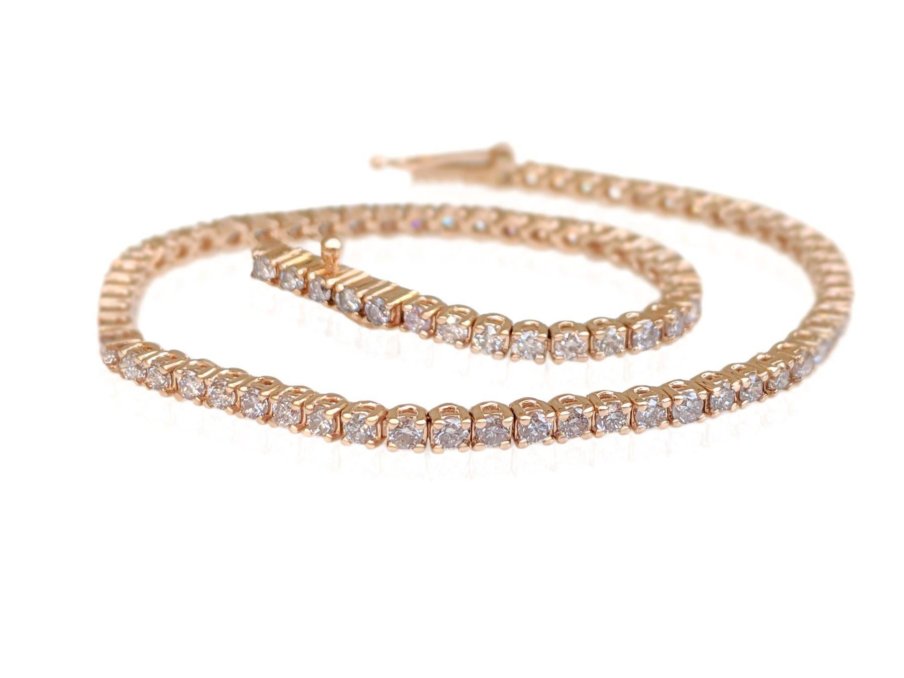 Art déco PAS DE RÉSERVE !  -  2.05Ct Fancy Light Pink Diamond Tennis Bracelet en or rose 14K en vente