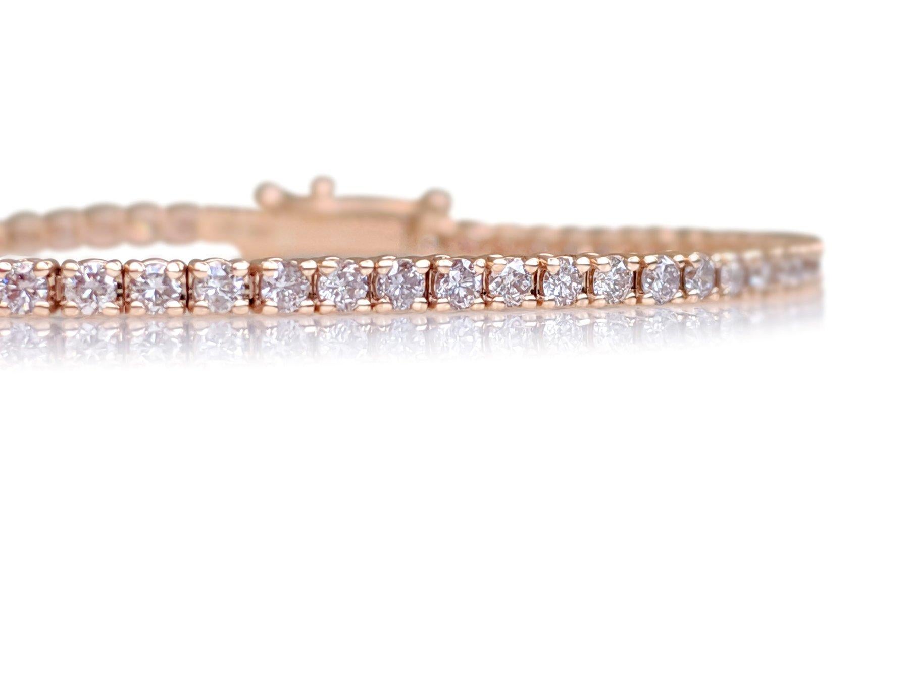 PAS DE RÉSERVE !  -  2.05Ct Fancy Light Pink Diamond Tennis Bracelet en or rose 14K Neuf - En vente à Ramat Gan, IL