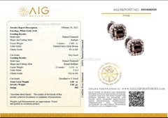 $1 No Reserve!  2.09Cttw Fancy Diamonds Halo, 14 Karat White Gold Earrings