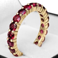 $1 NO RESERVE! 2.14 Carat Ruby 3/4 Eternity Band 14kt Yellow gold - Ring