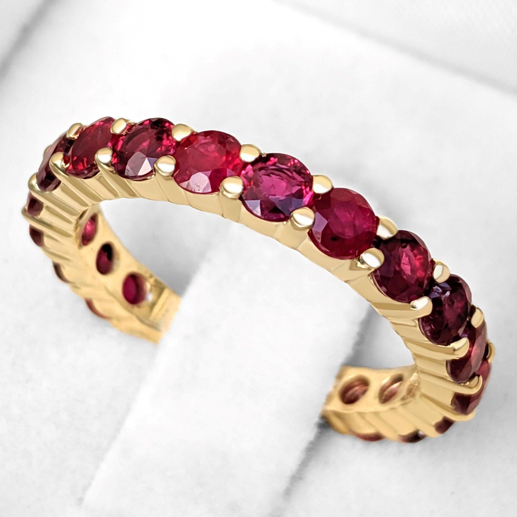 NO RESERVE! 2.14 Carat Ruby 3/4 Eternity Band 14kt Yellow gold - Ring For Sale 1