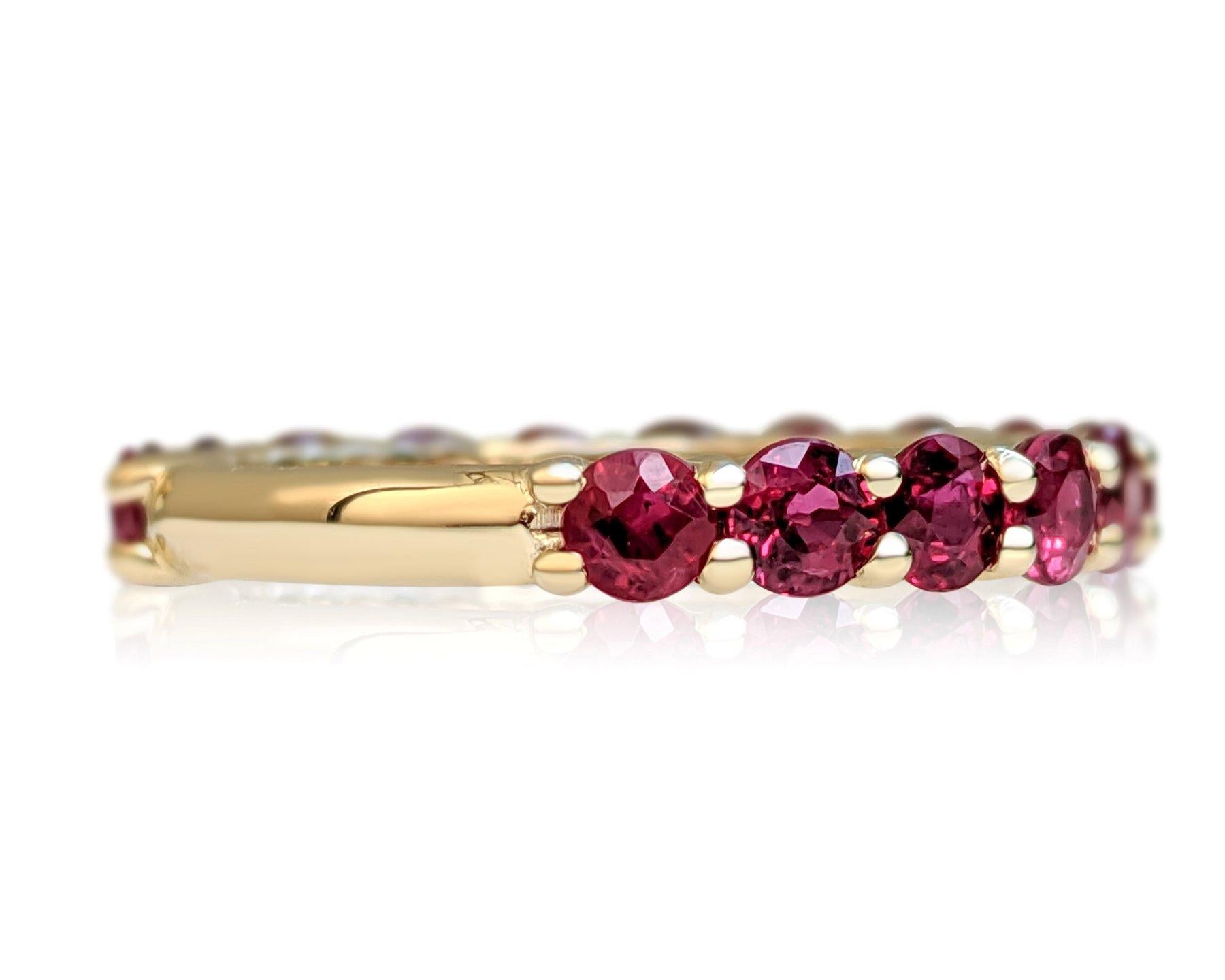 $1 NO RESERVE! 2.14 Carat Ruby 3/4 Eternity Band 14kt Yellow gold - Ring 2