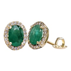 NO RESERVE! 2.25Ct Emerald
0.35Ct Diamonds - 14 kt. Yellow gold - Earrings NO RESERVE! 2.25Ct Emerald
0.35Ct Diamonds - 14 kt. Yellow gold - Earrings