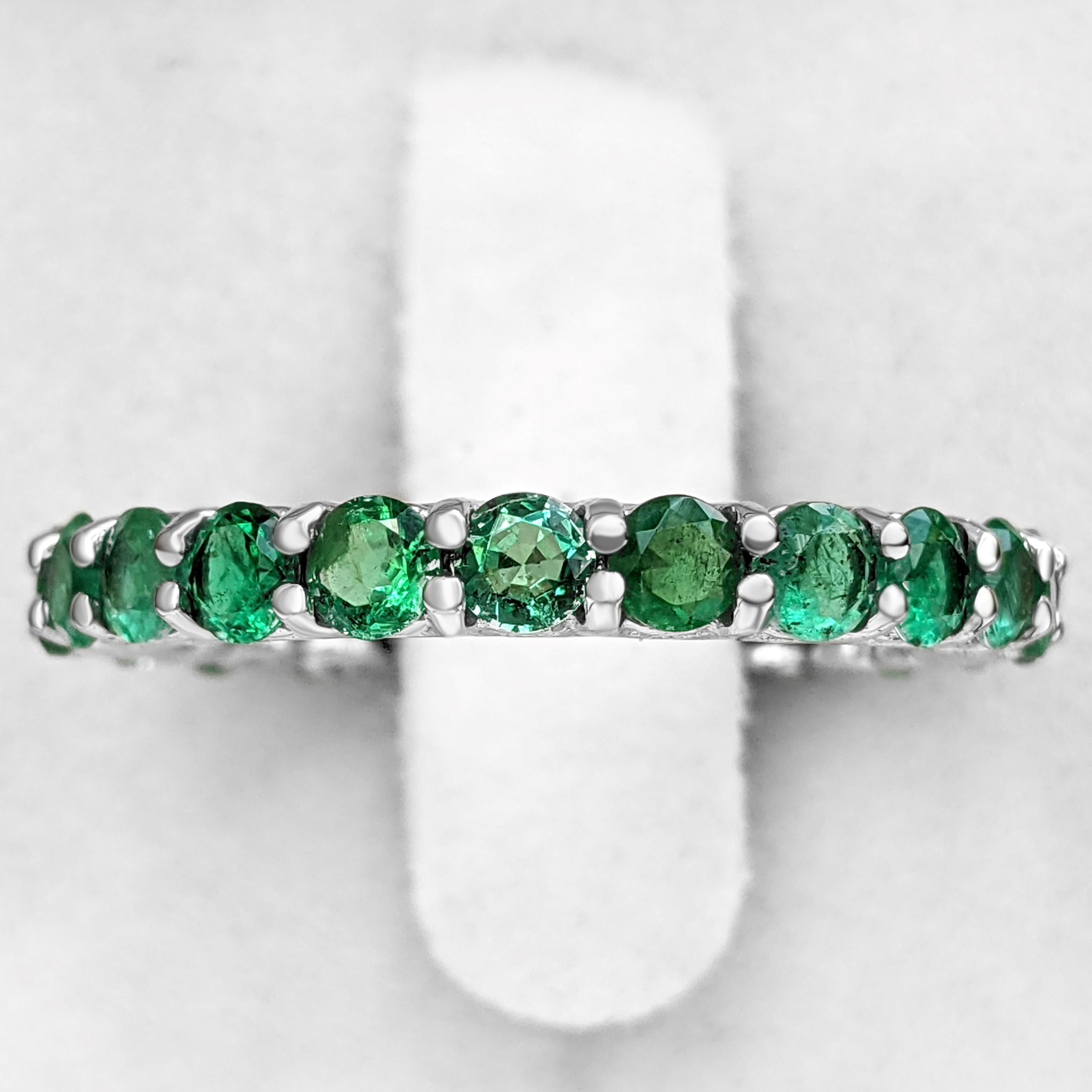 Art Deco $1 NO RESERVE! - 2.32cttw Natural Emeralds Eternity Band, 14K White Gold 