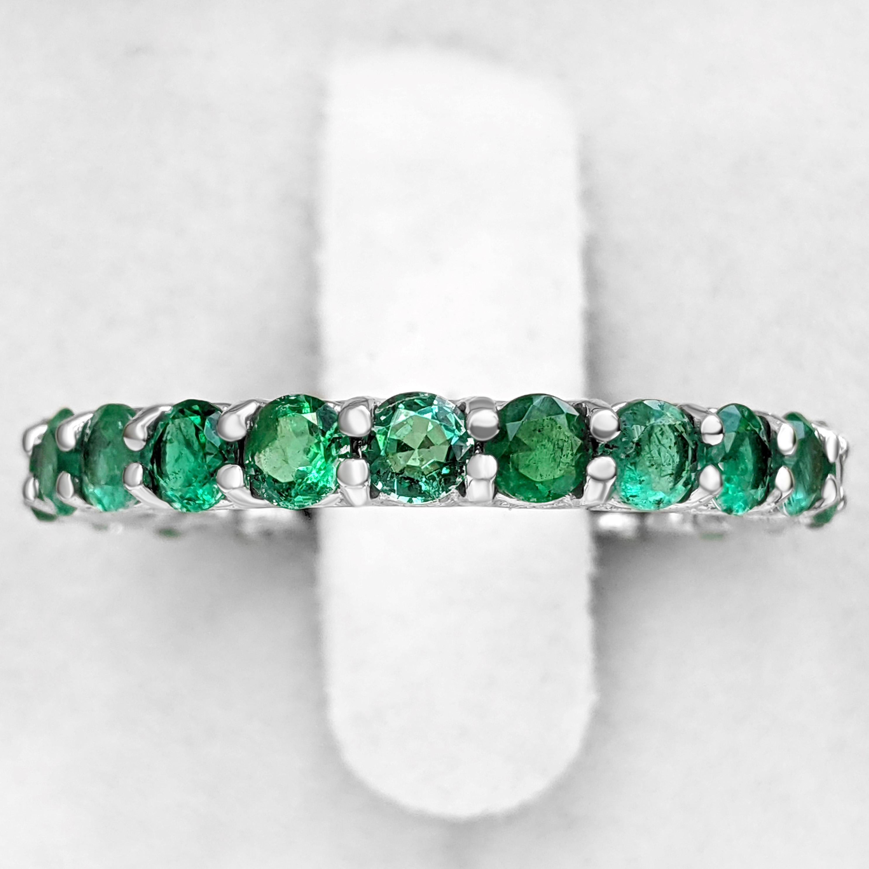 $1 NO RESERVE! - 2.32cttw Natural Emeralds Eternity Band, 14K White Gold  1