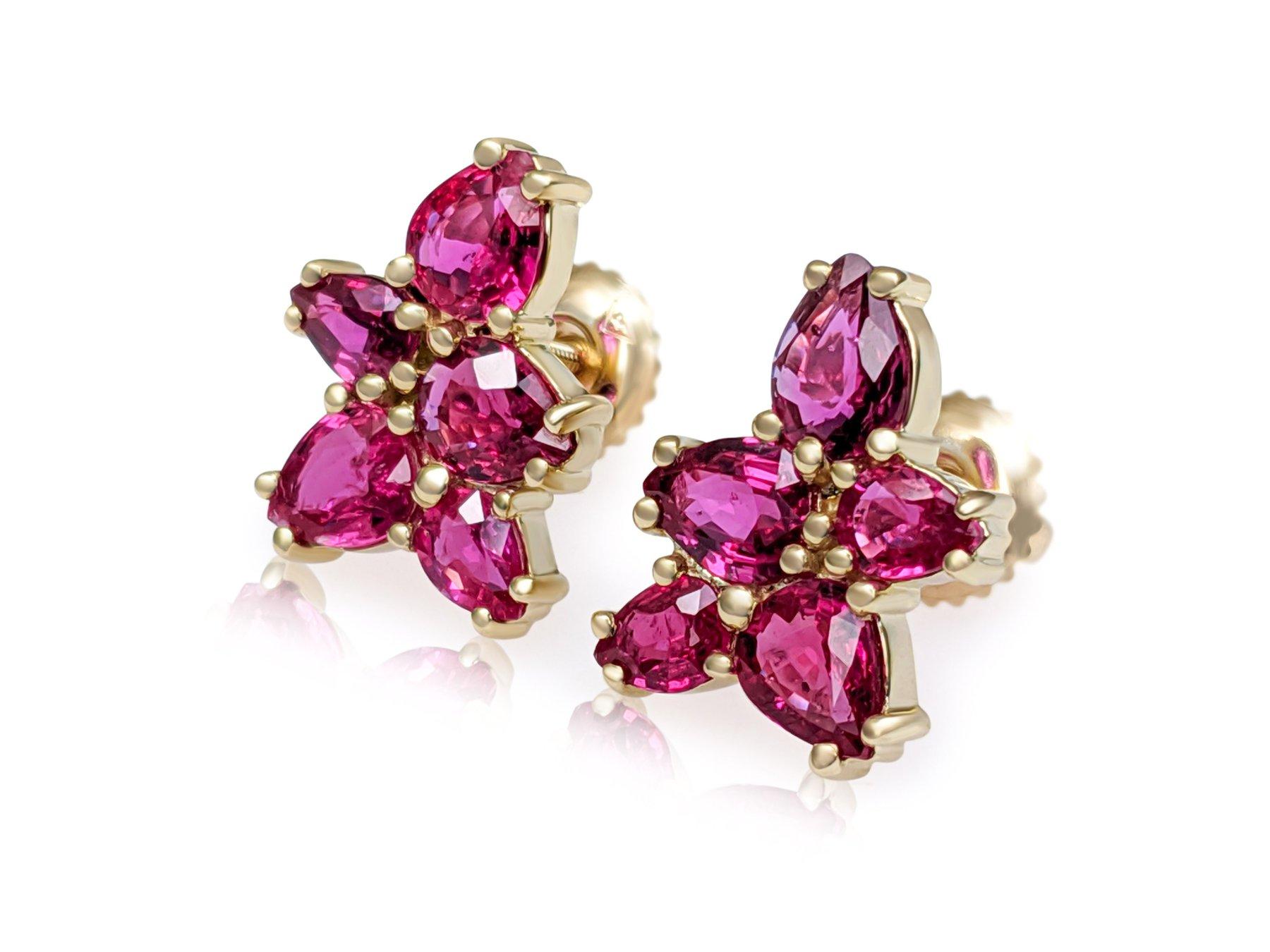 Art Deco $1 NO RESERVE! 2.33Ct NO HEAT Ruby 14k Yellow Gold Earrings For Sale