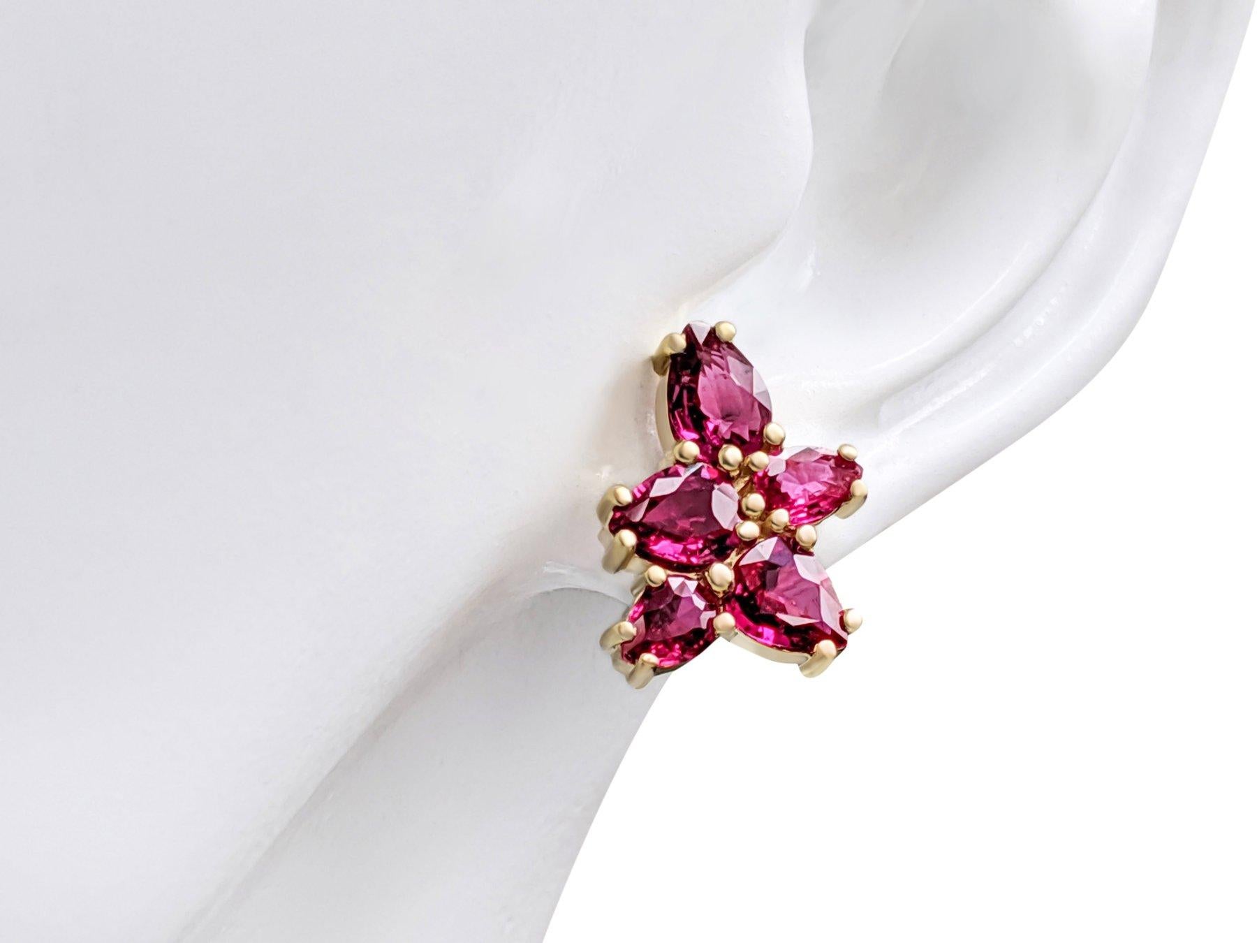 $1 NO RESERVE! 2.33Ct NO HEAT Ruby 14k Yellow Gold Earrings In New Condition In Ramat Gan, IL