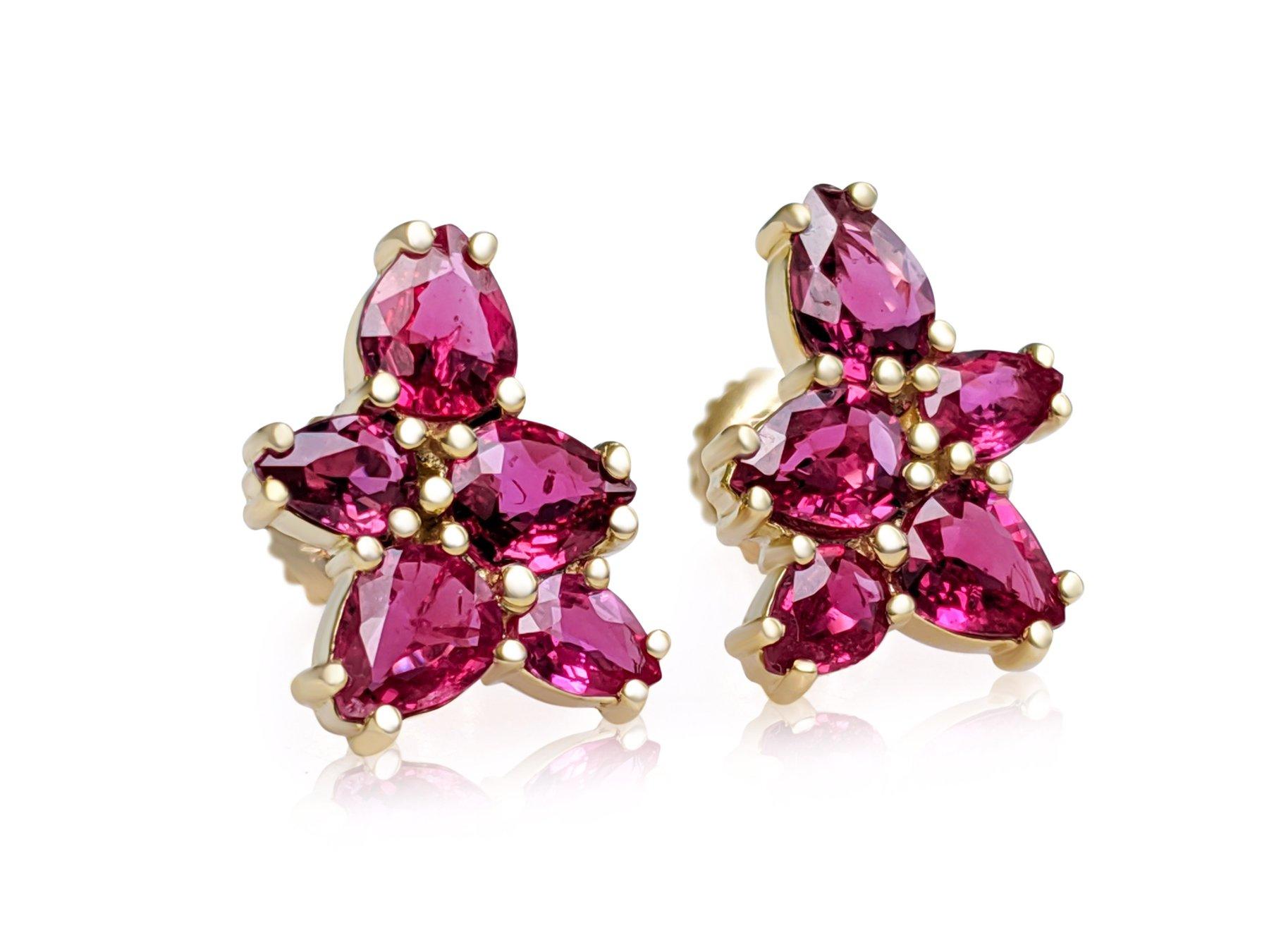 Women's $1 NO RESERVE! 2.33Ct NO HEAT Ruby 14k Yellow Gold Earrings For Sale