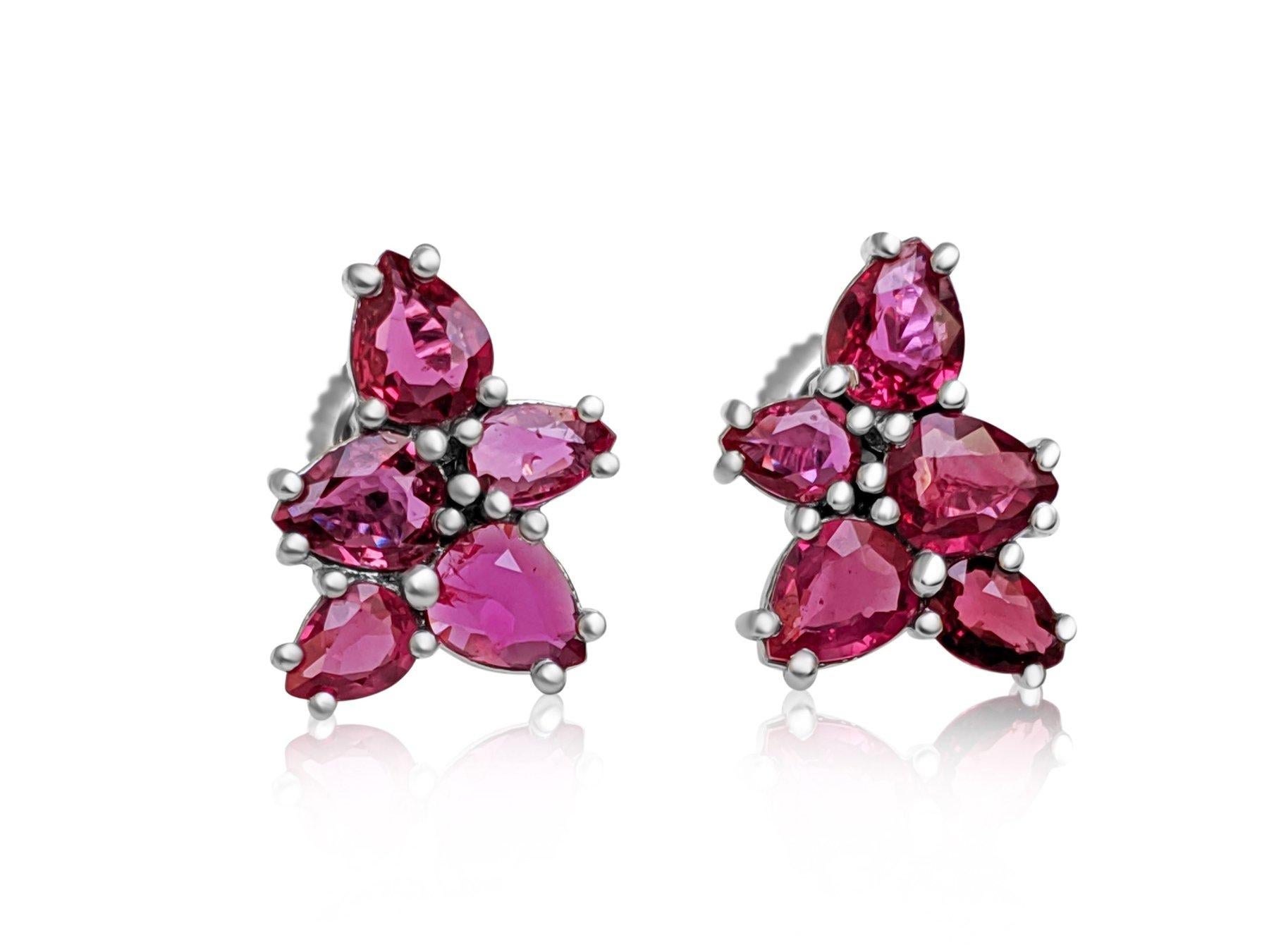 Art Deco NO RESERVE! 2.34Ct NO HEAT Ruby 14kt White Gold Earrings For Sale