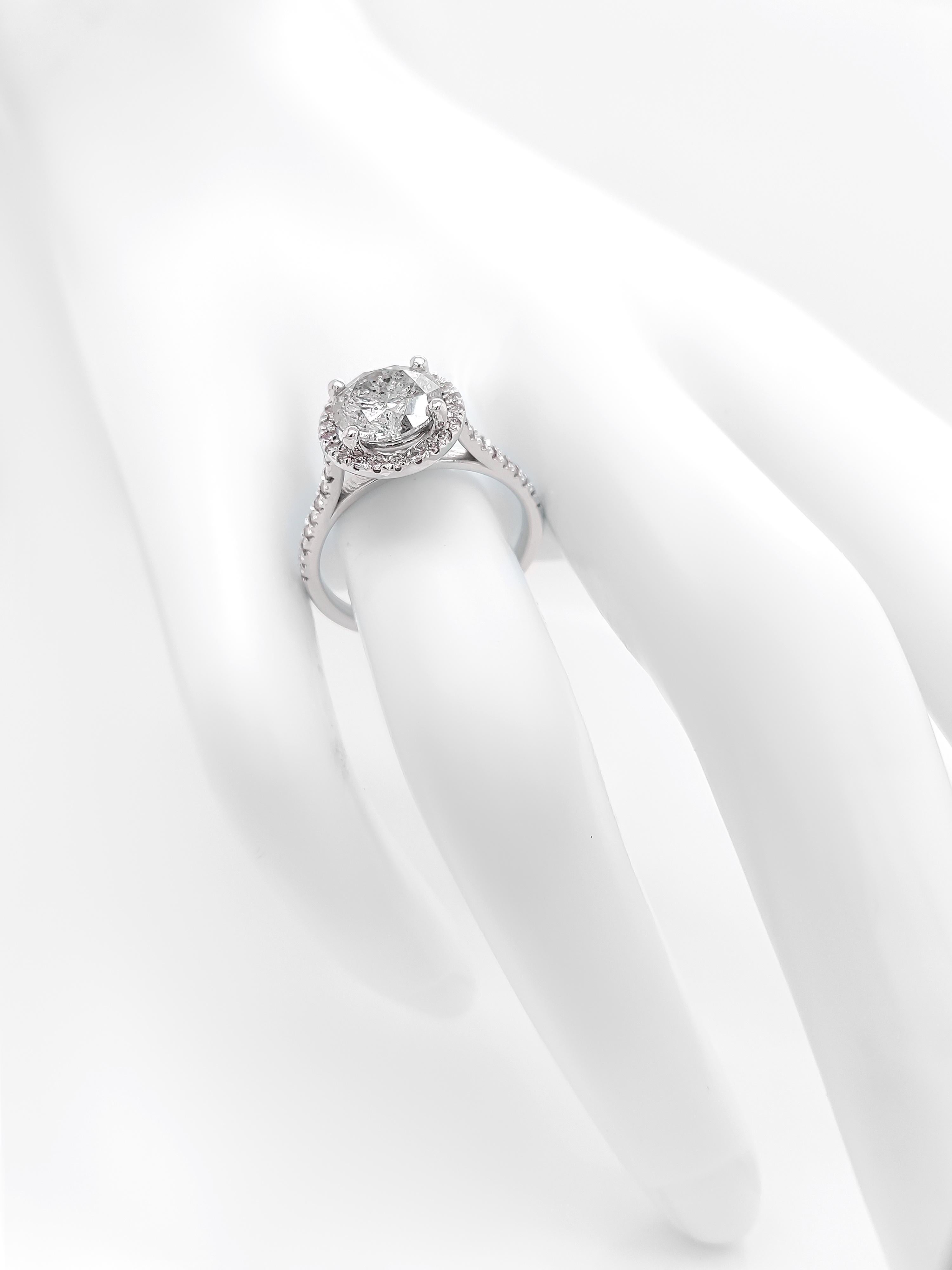 Round Cut 2.41CTW Round Diamond Halo Ring 14k White Gold