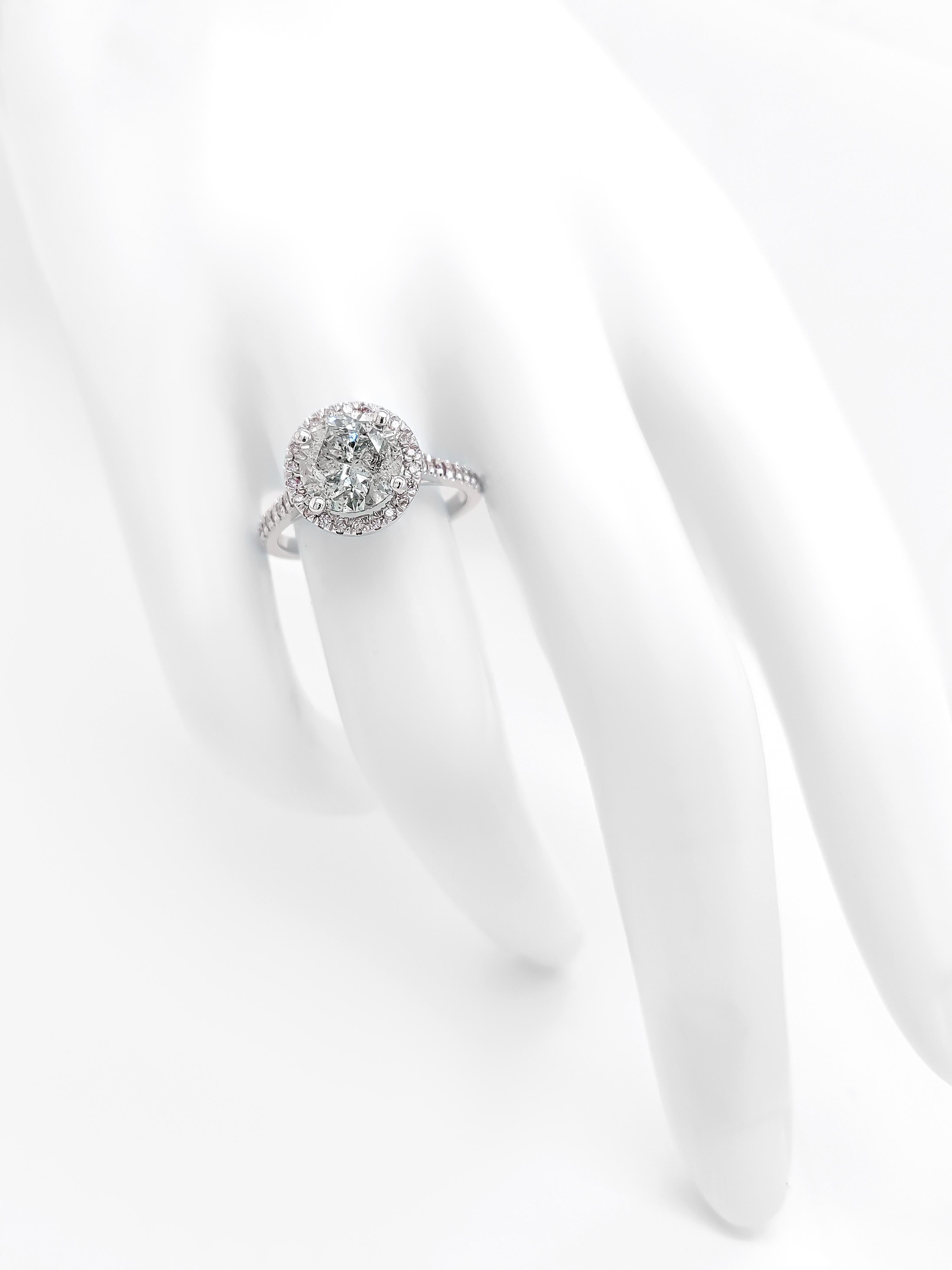 2.41CTW Round Diamond Halo Ring 14k White Gold In New Condition In Ramat Gan, IL