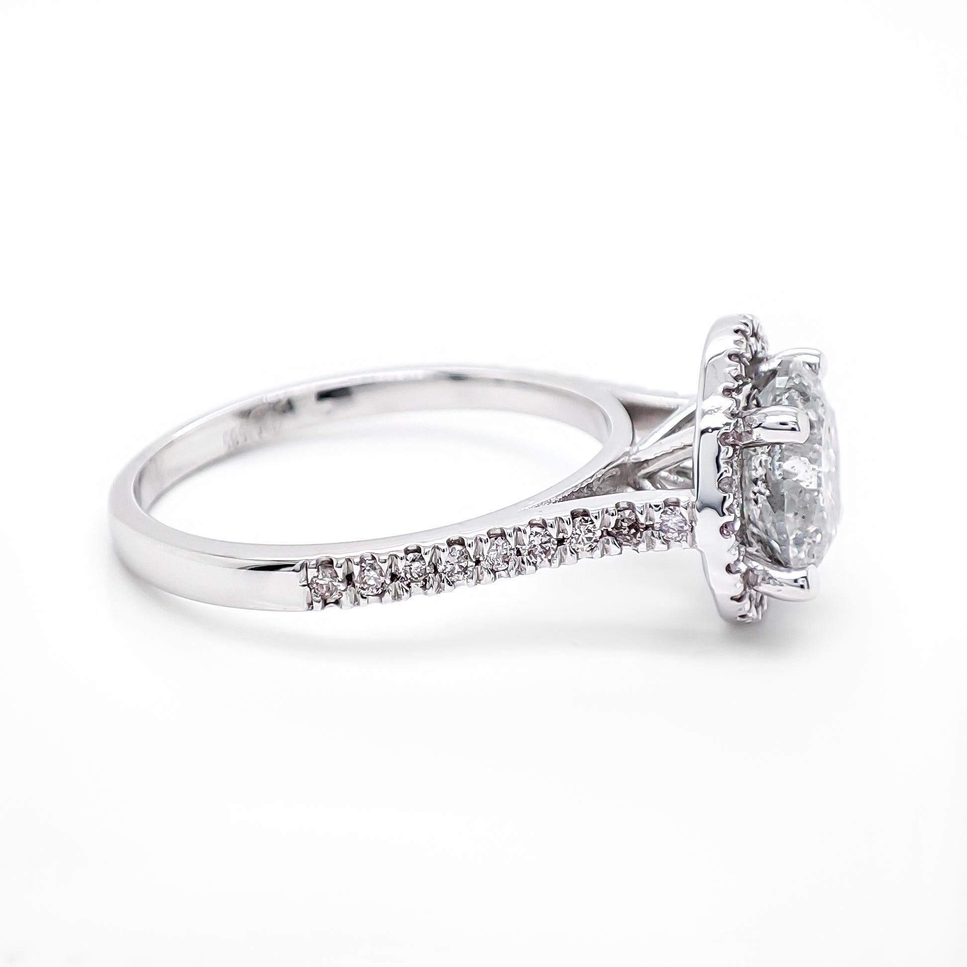 Women's 2.41CTW Round Diamond Halo Ring 14k White Gold