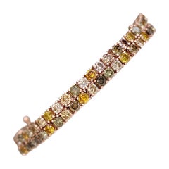 NO RESERVE! 2.45ct Fancy Color Diamond Tennis Riviera, 14K Pink Gold Bracelet