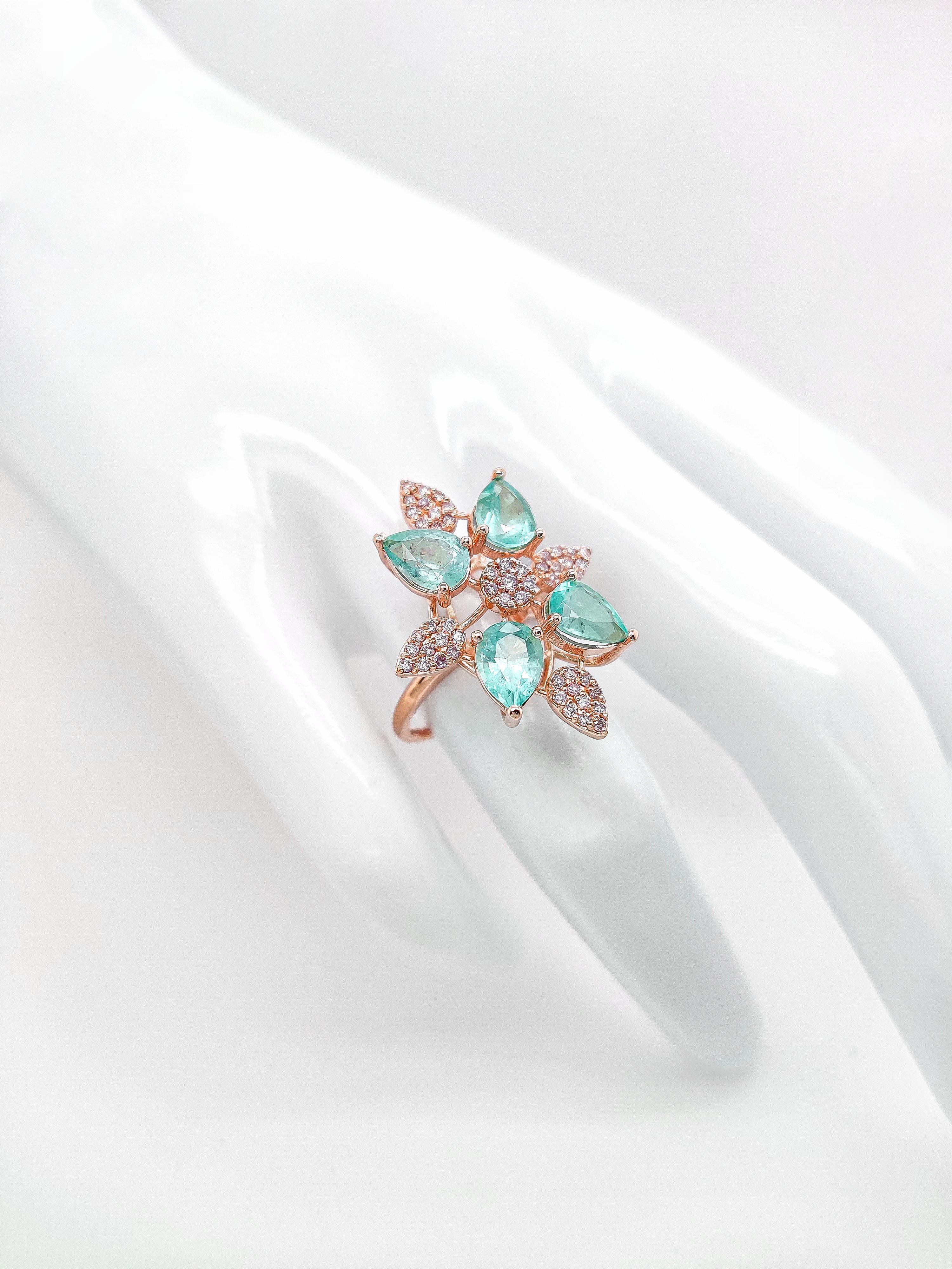 2.56ctw Pink Diamond & Emerlad Ring 14k Rose Gold 1