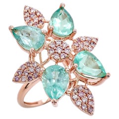 2.56ctw Pink Diamond & Emerlad Ring 14k Rose Gold
