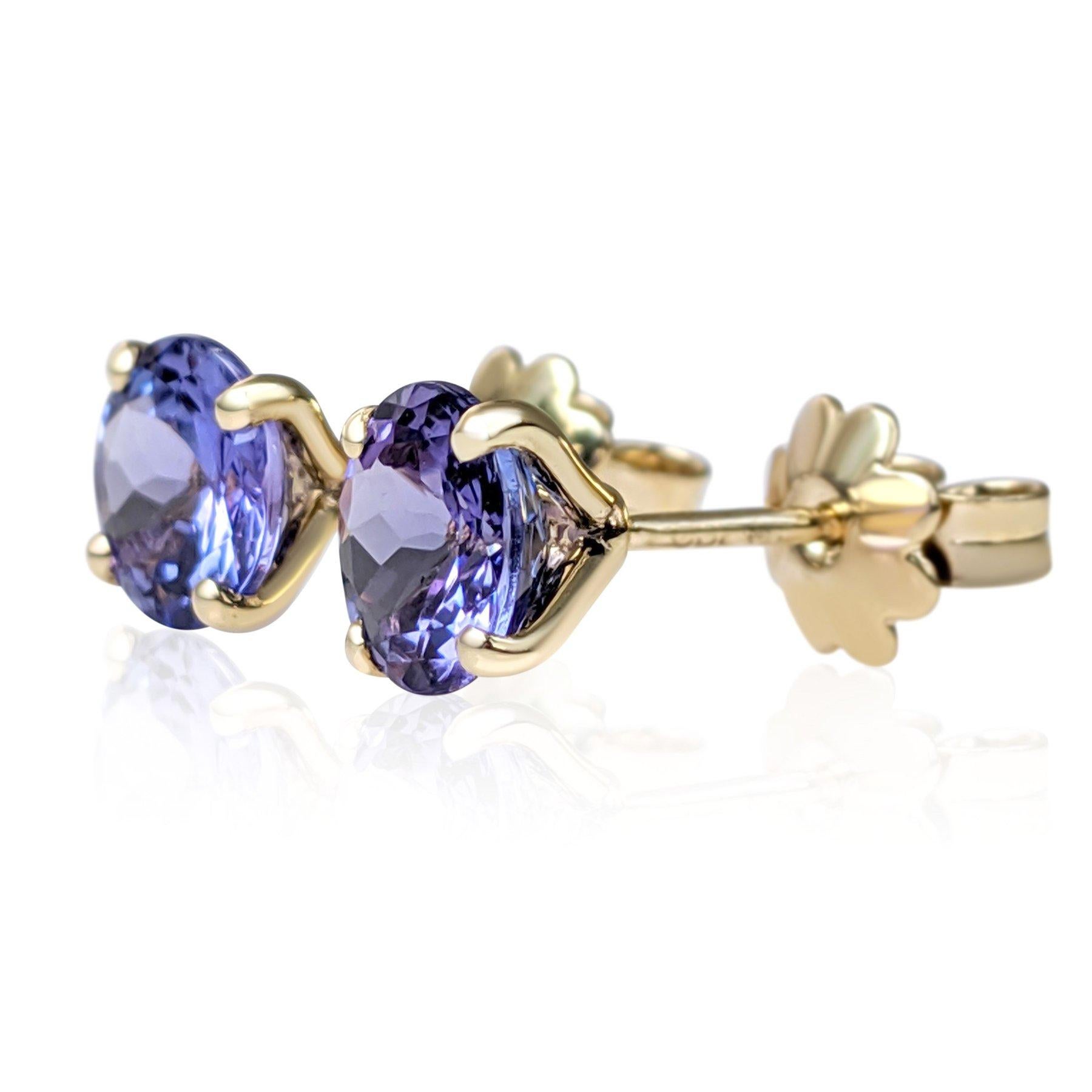 Art Deco $1 NO RESERVE!  2.58 Carat Tanzanite - 14kt Yellow gold - Earrings For Sale
