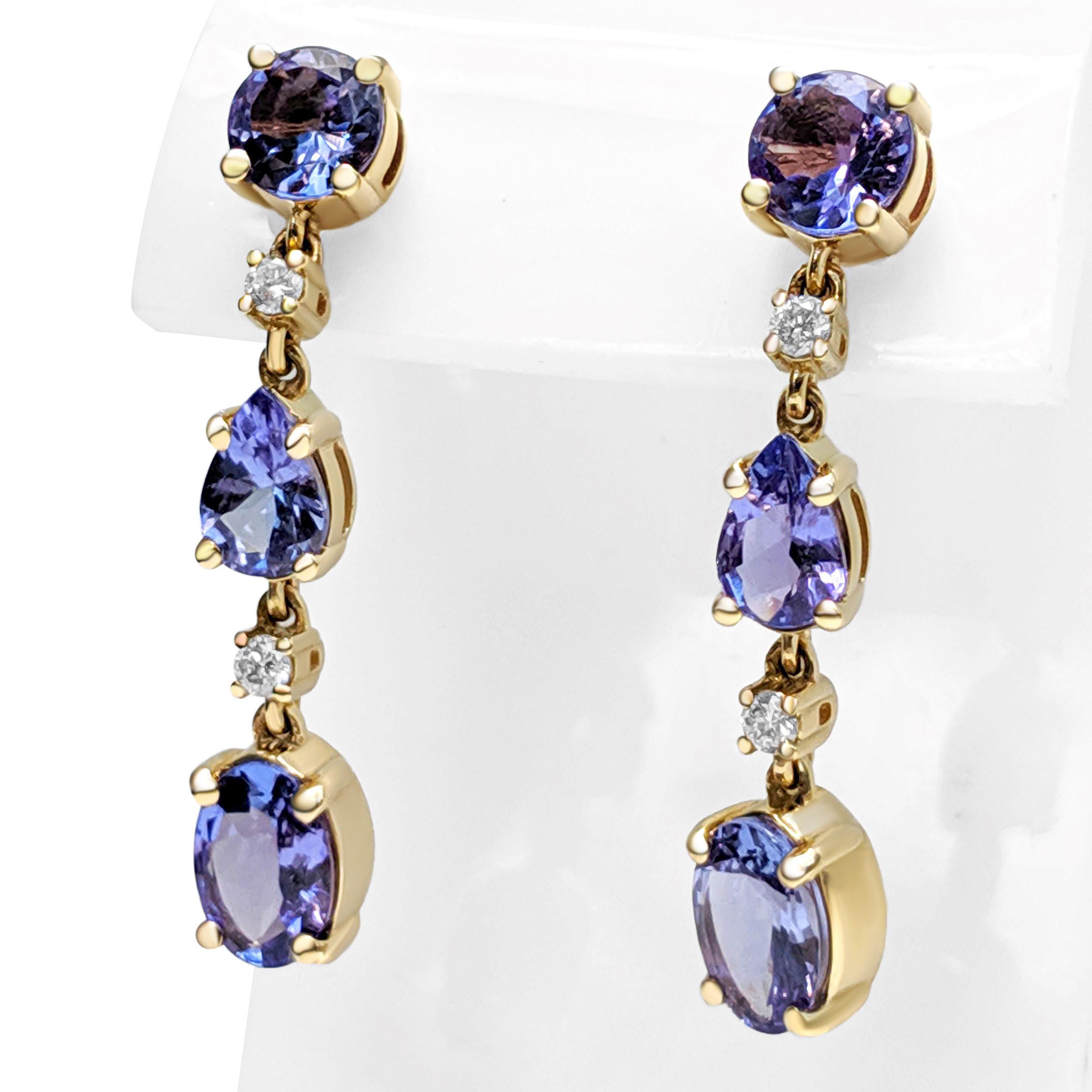 Art Deco NO RESERVE! 2.73 Carat Tanzanite & 0.11 Ct Diamonds - 14k White gold Earrings For Sale