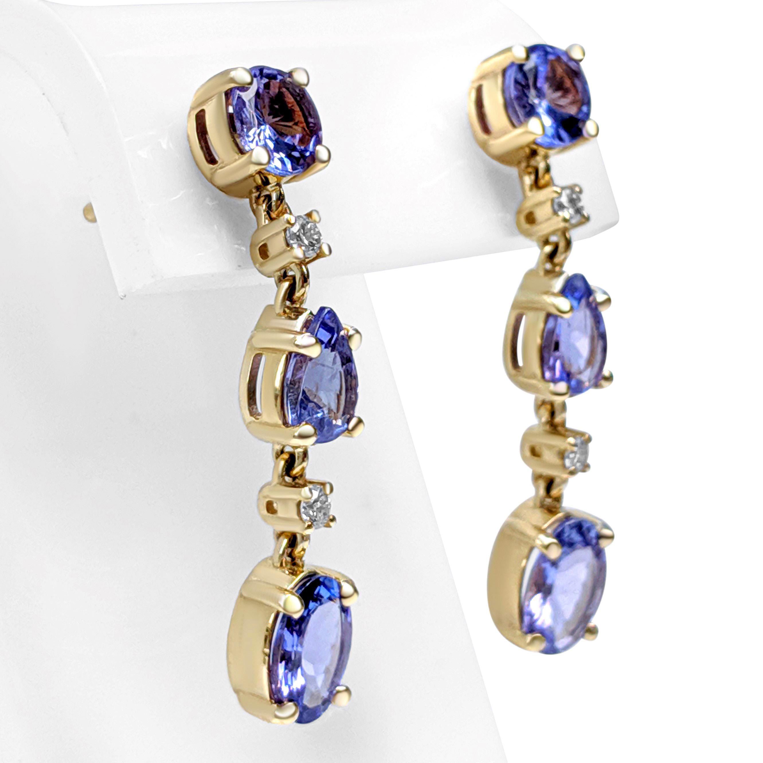 Women's NO RESERVE! 2.73 Carat Tanzanite & 0.11 Ct Diamonds - 14k White gold Earrings