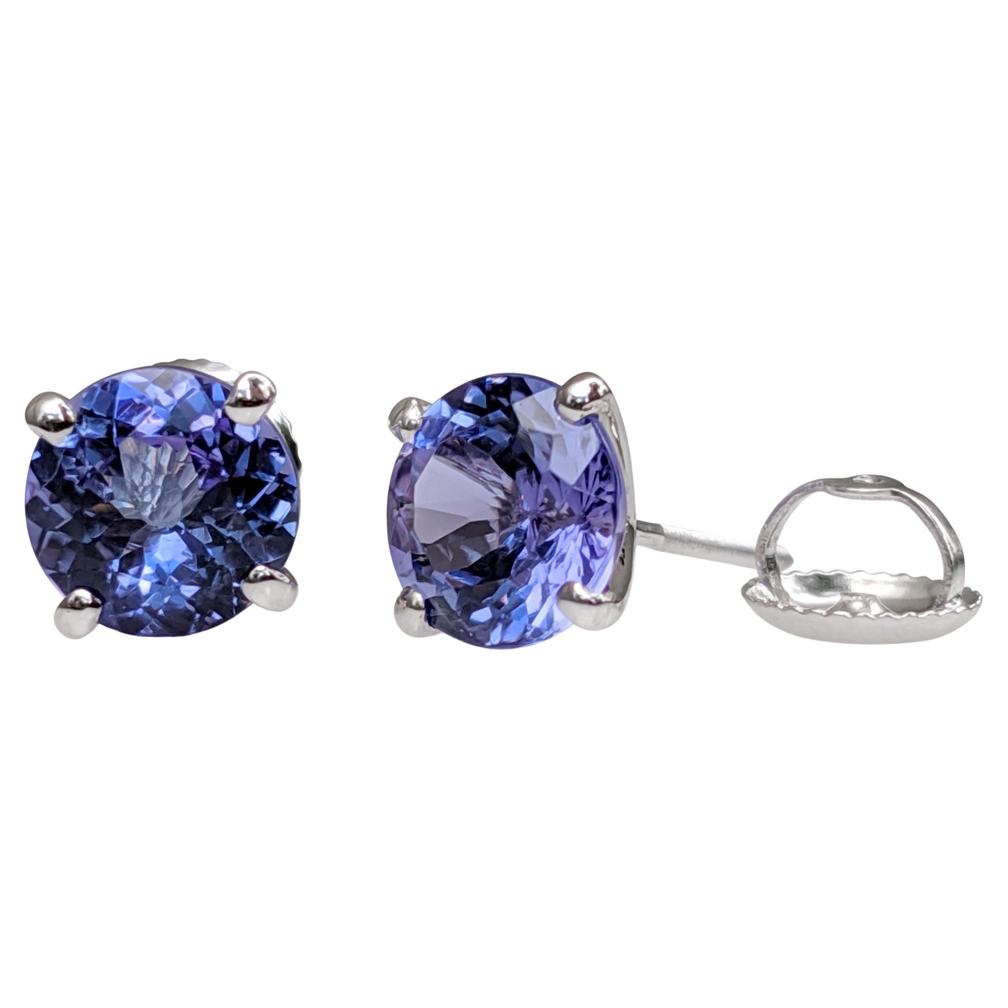 NO RESERVE! 2.79 Carat Tanzanite - 14 kt. White gold - Earrings For Sale